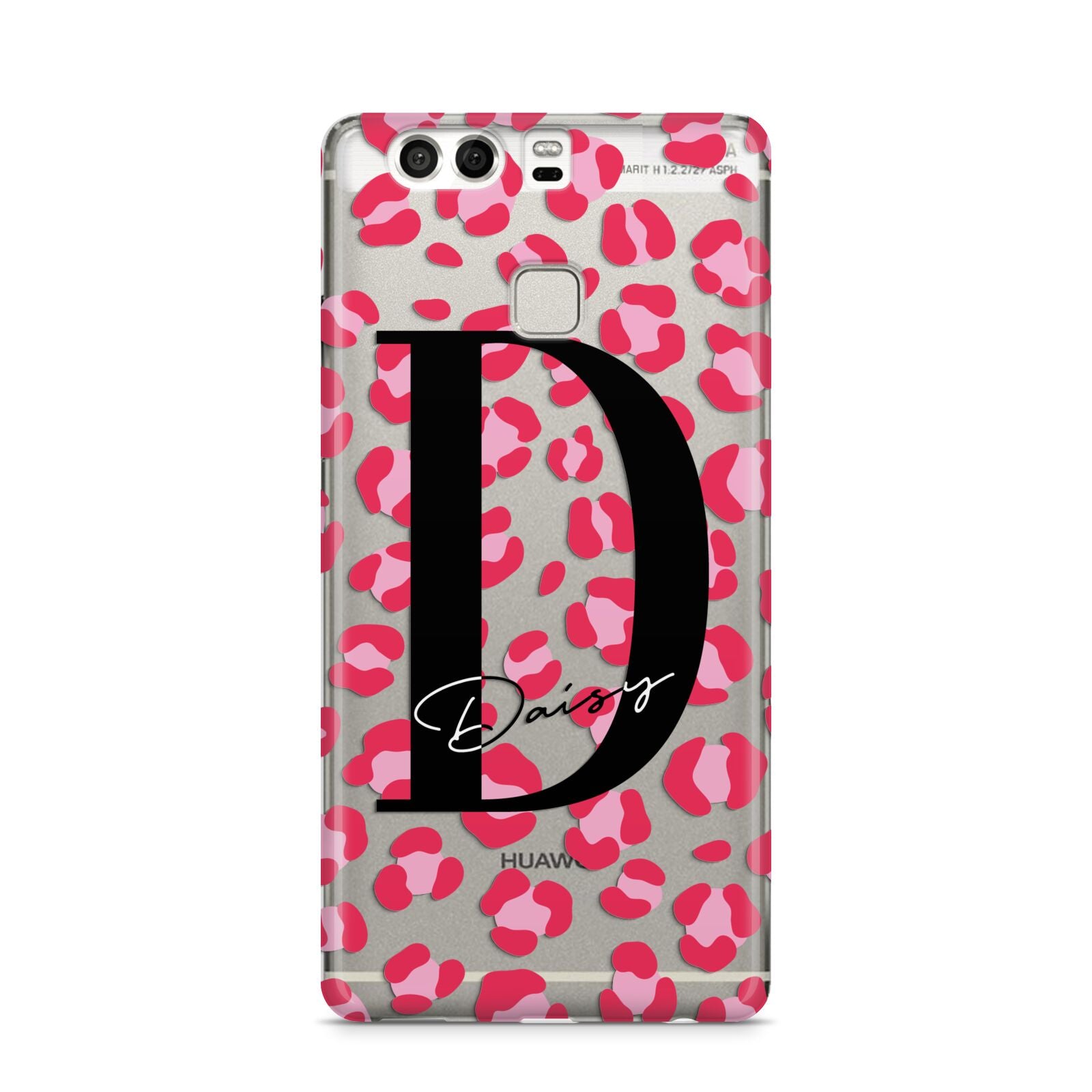 Personalised Pink Clear Leopard Print Huawei P9 Case