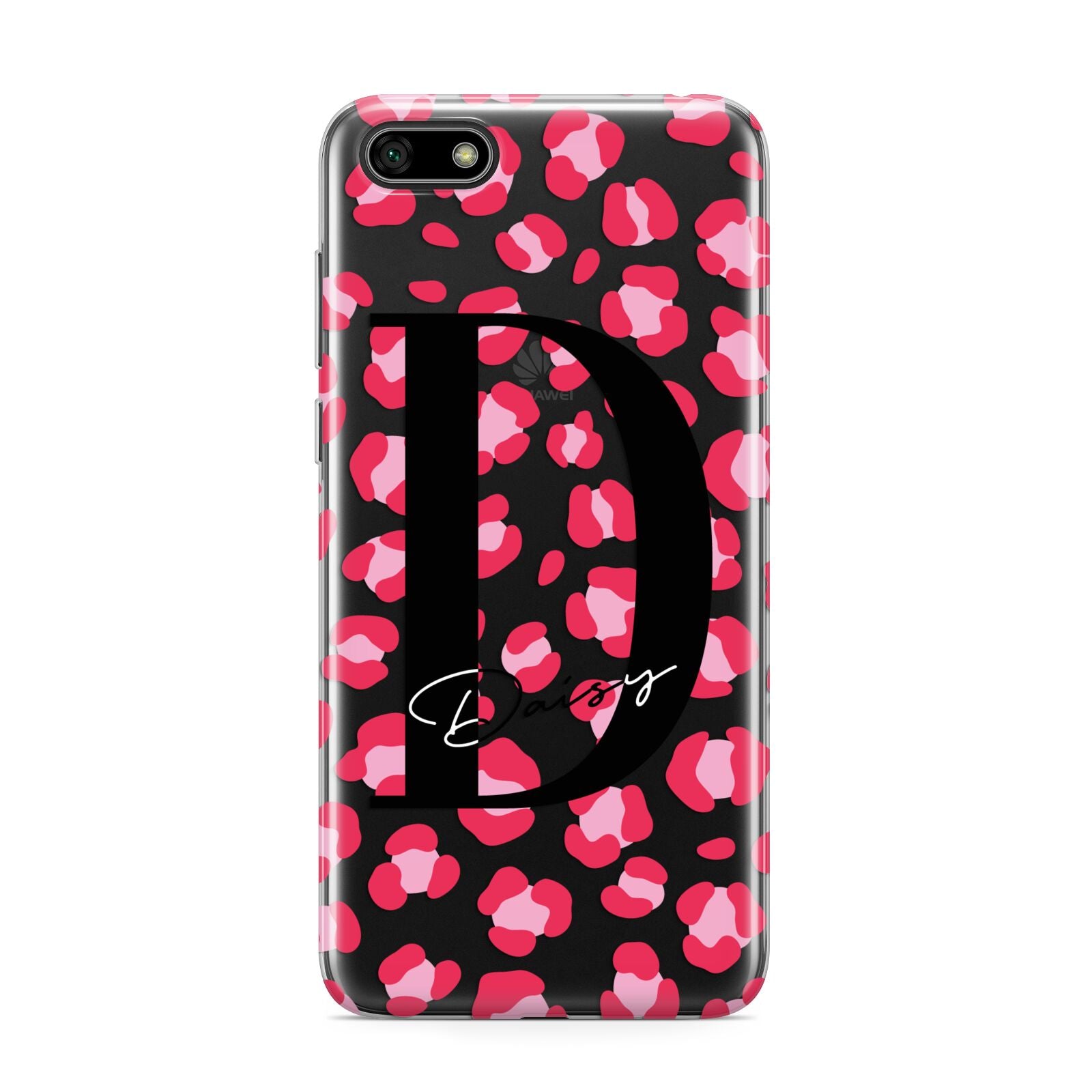 Personalised Pink Clear Leopard Print Huawei Y5 Prime 2018 Phone Case