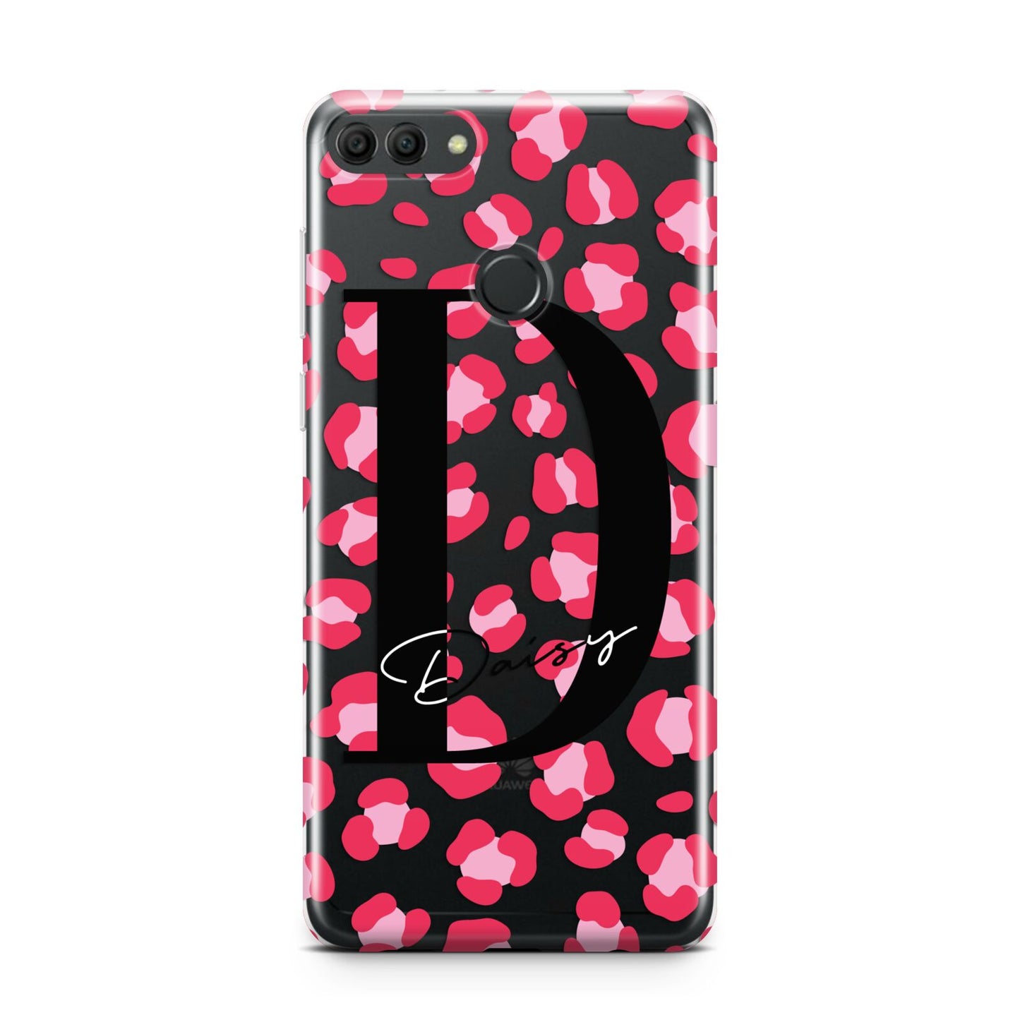 Personalised Pink Clear Leopard Print Huawei Y9 2018