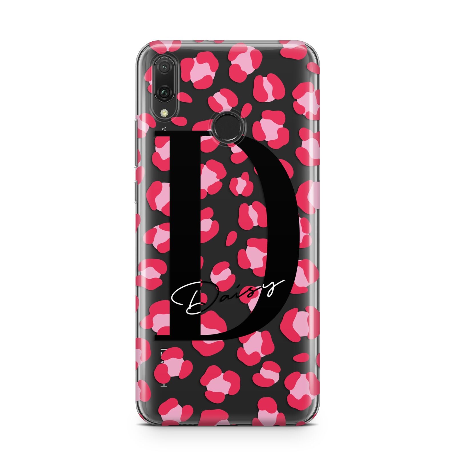 Personalised Pink Clear Leopard Print Huawei Y9 2019