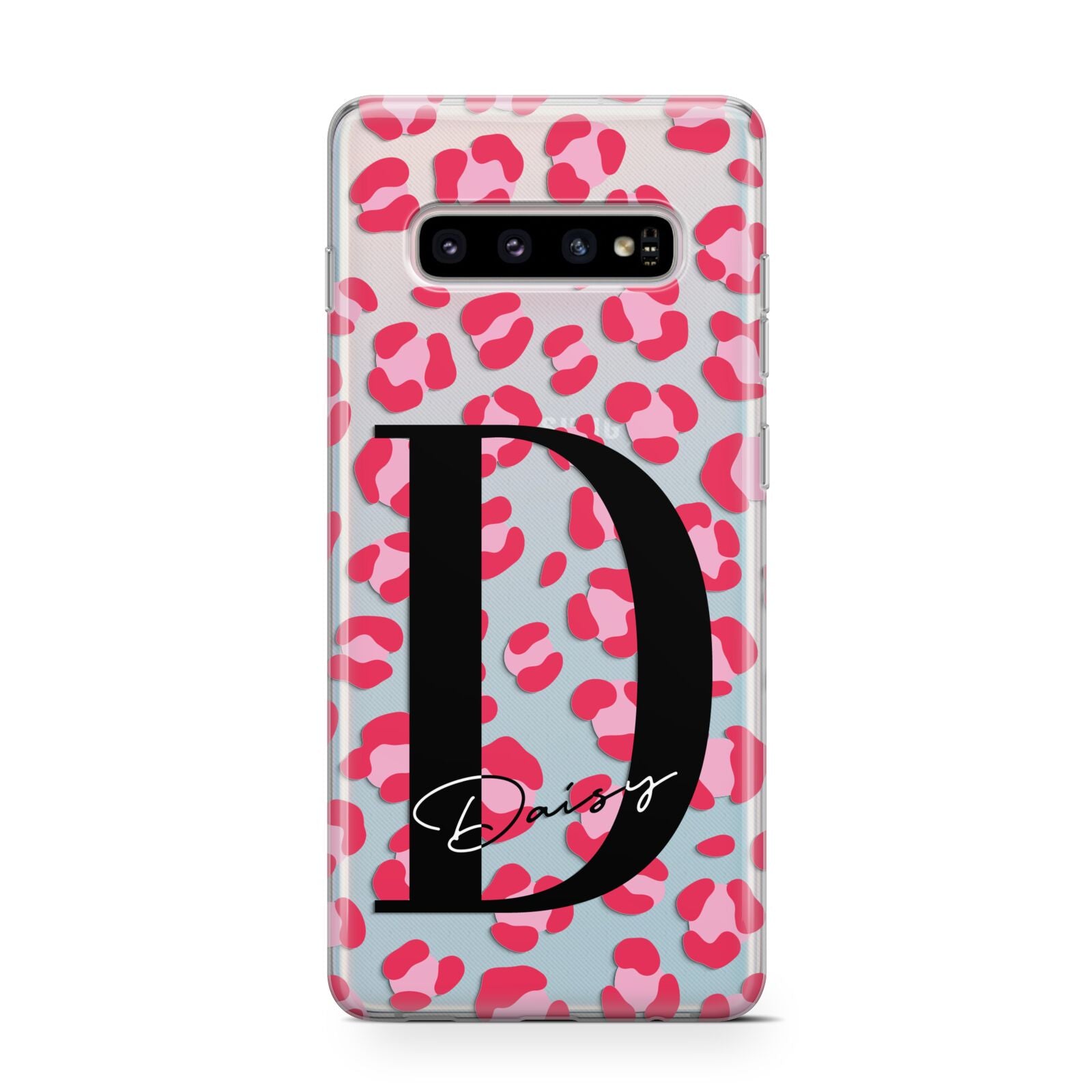 Personalised Pink Clear Leopard Print Protective Samsung Galaxy Case