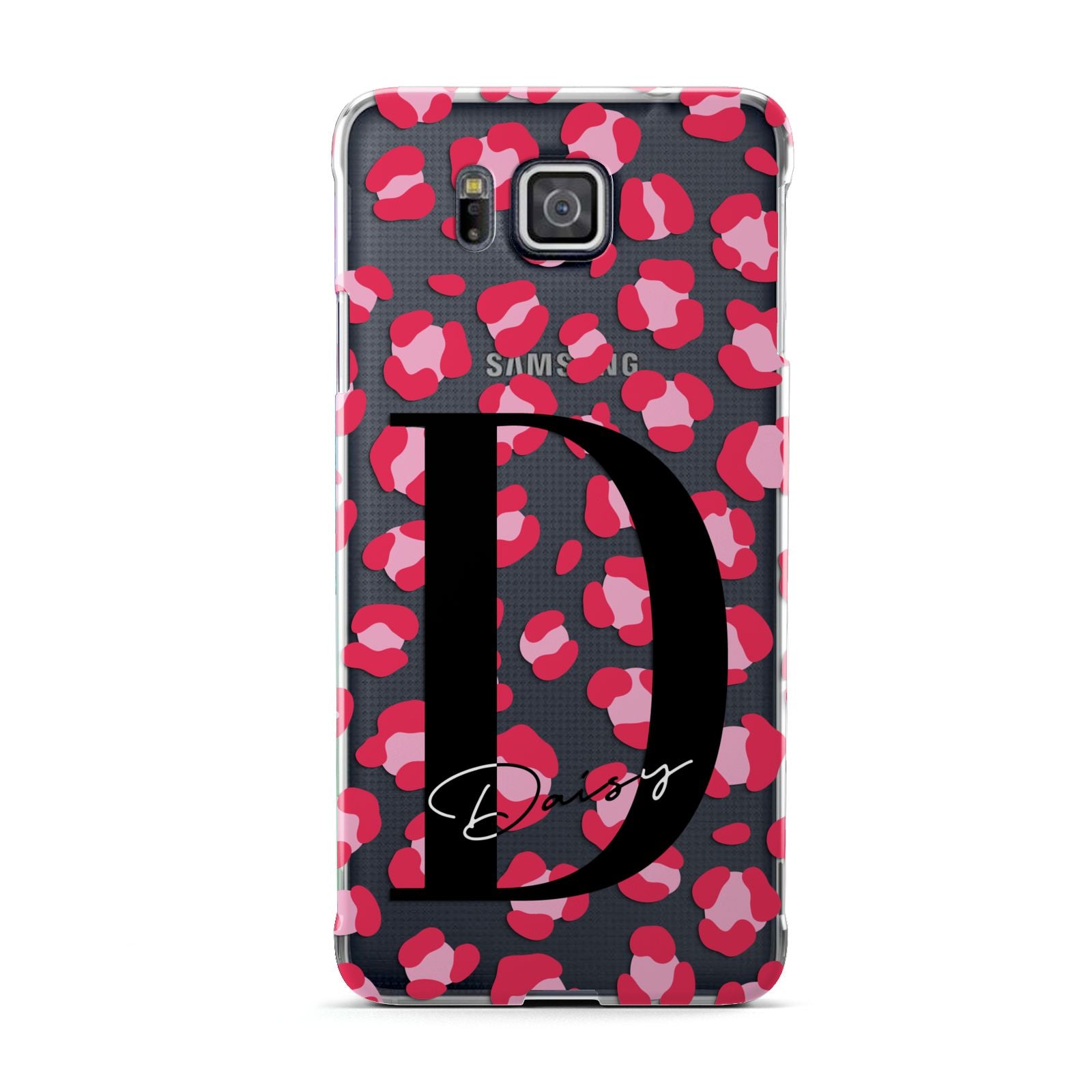 Personalised Pink Clear Leopard Print Samsung Galaxy Alpha Case