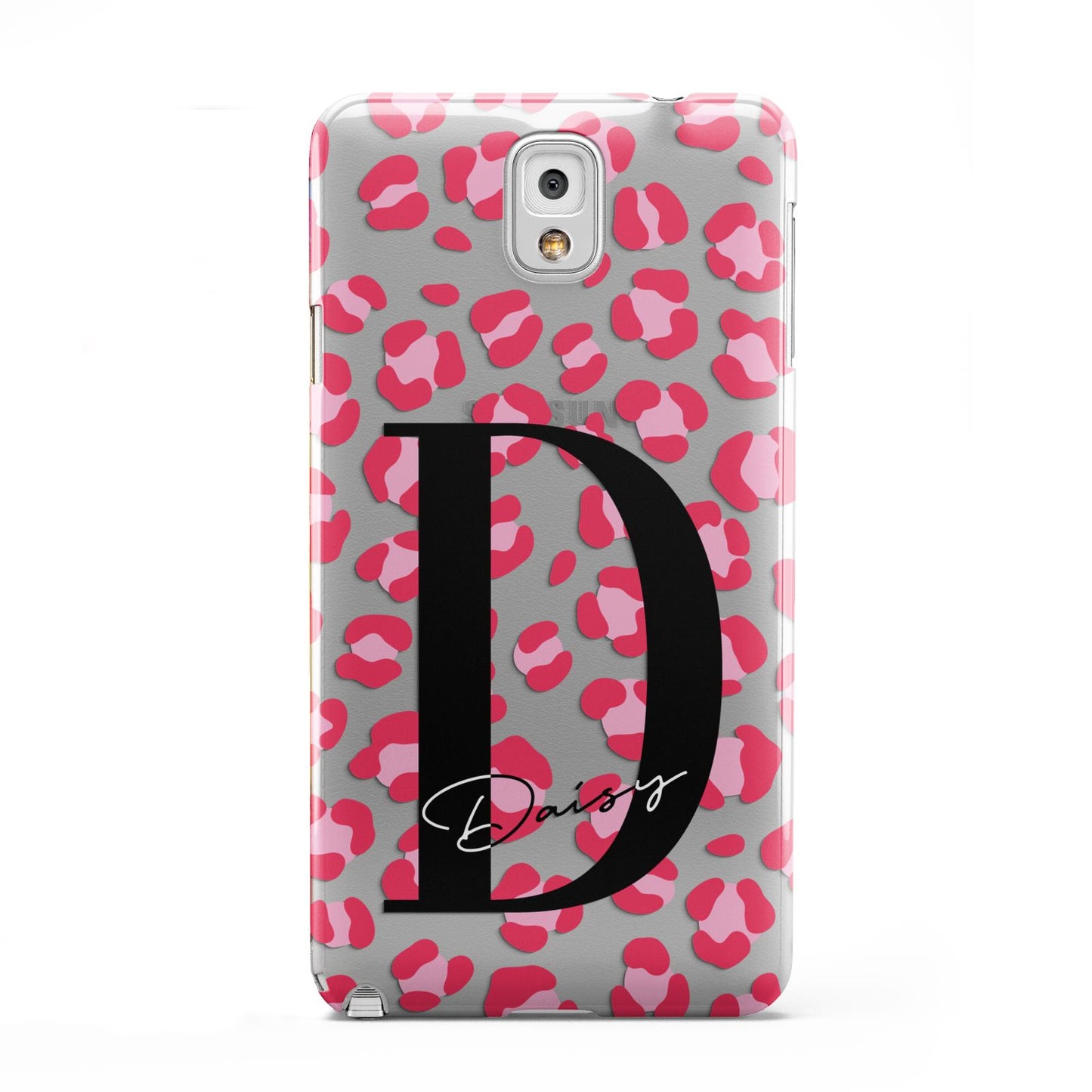 Personalised Pink Clear Leopard Print Samsung Galaxy Note 3 Case