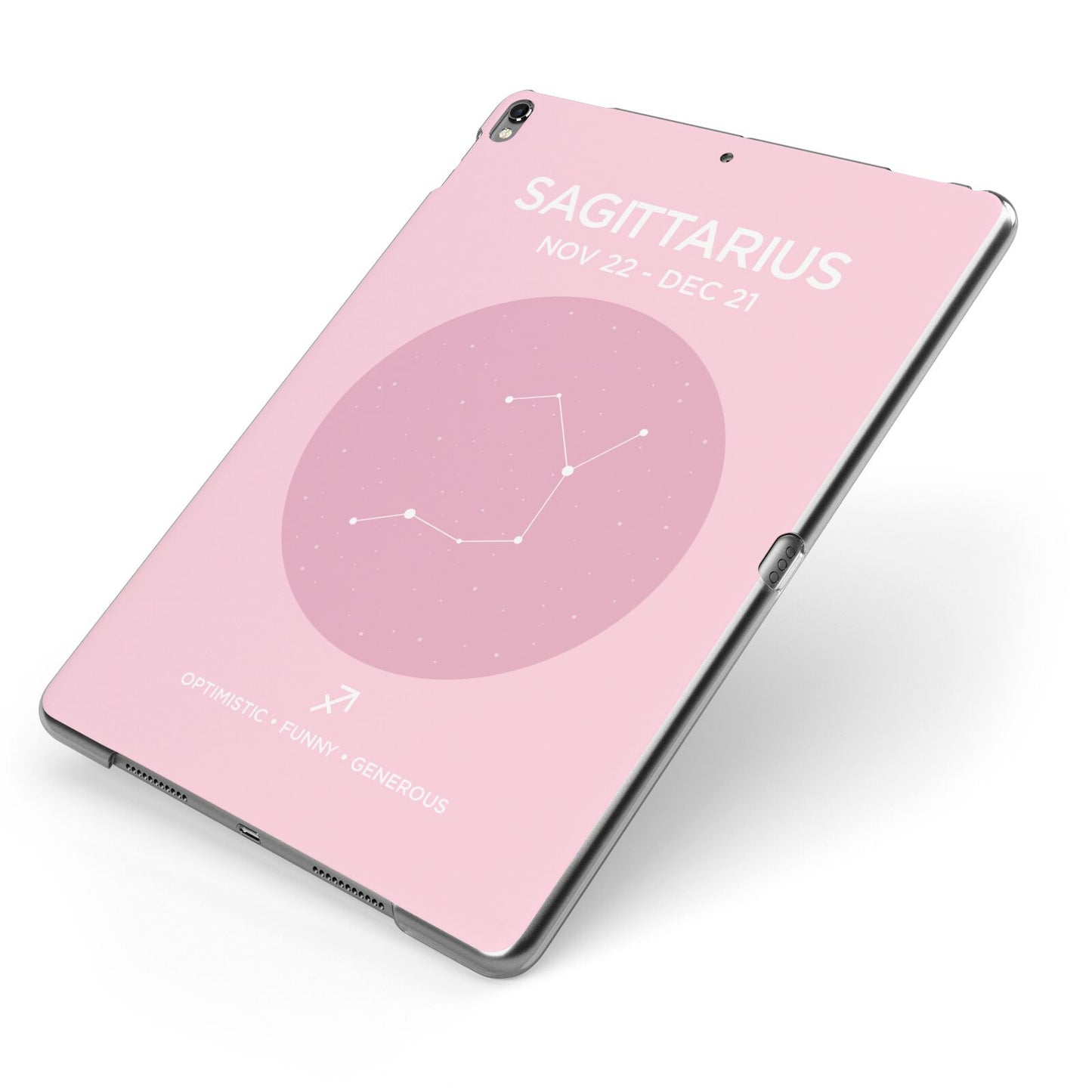 Personalised Pink Constellation Zodiac Sign Apple iPad Case on Grey iPad Side View