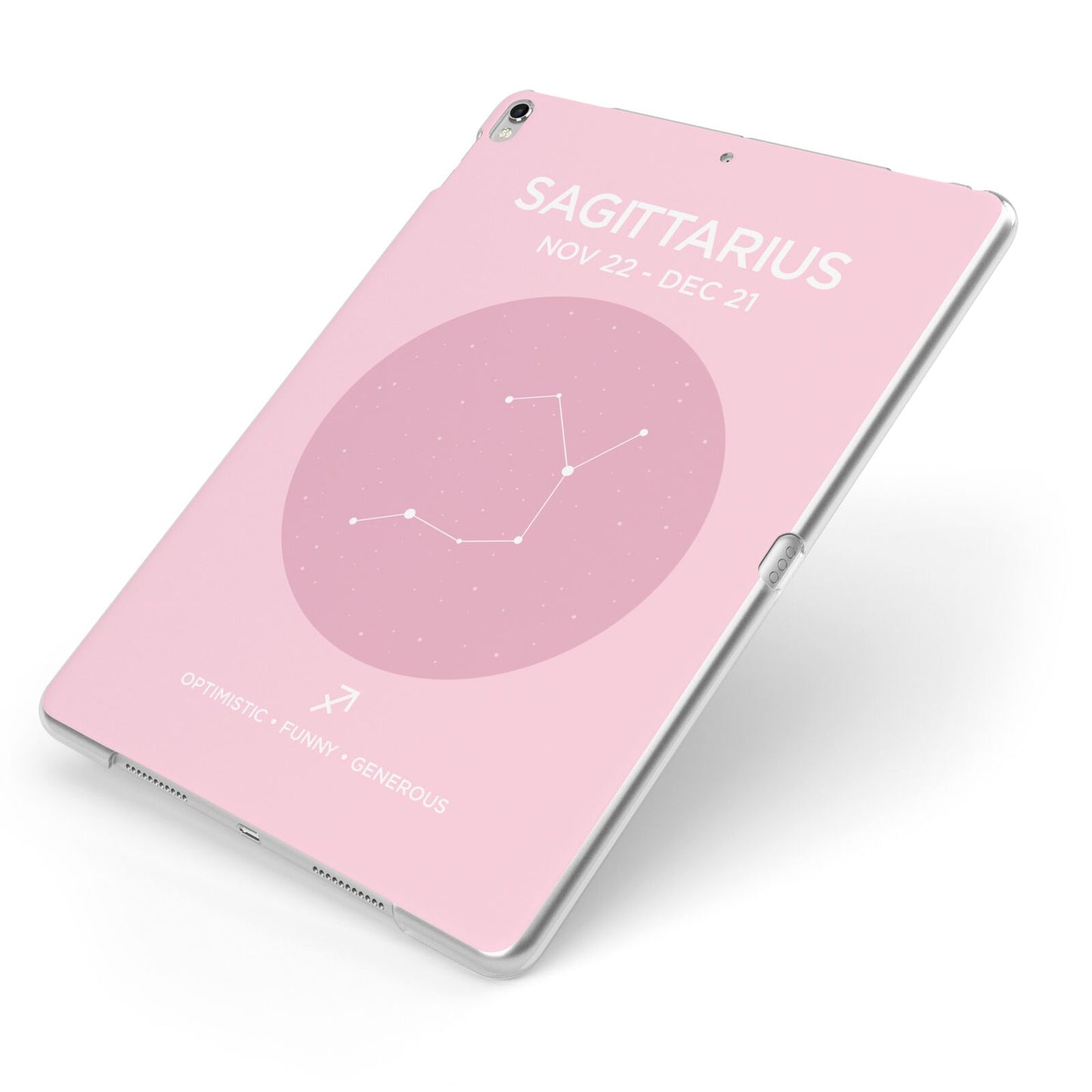 Personalised Pink Constellation Zodiac Sign Apple iPad Case on Silver iPad Side View