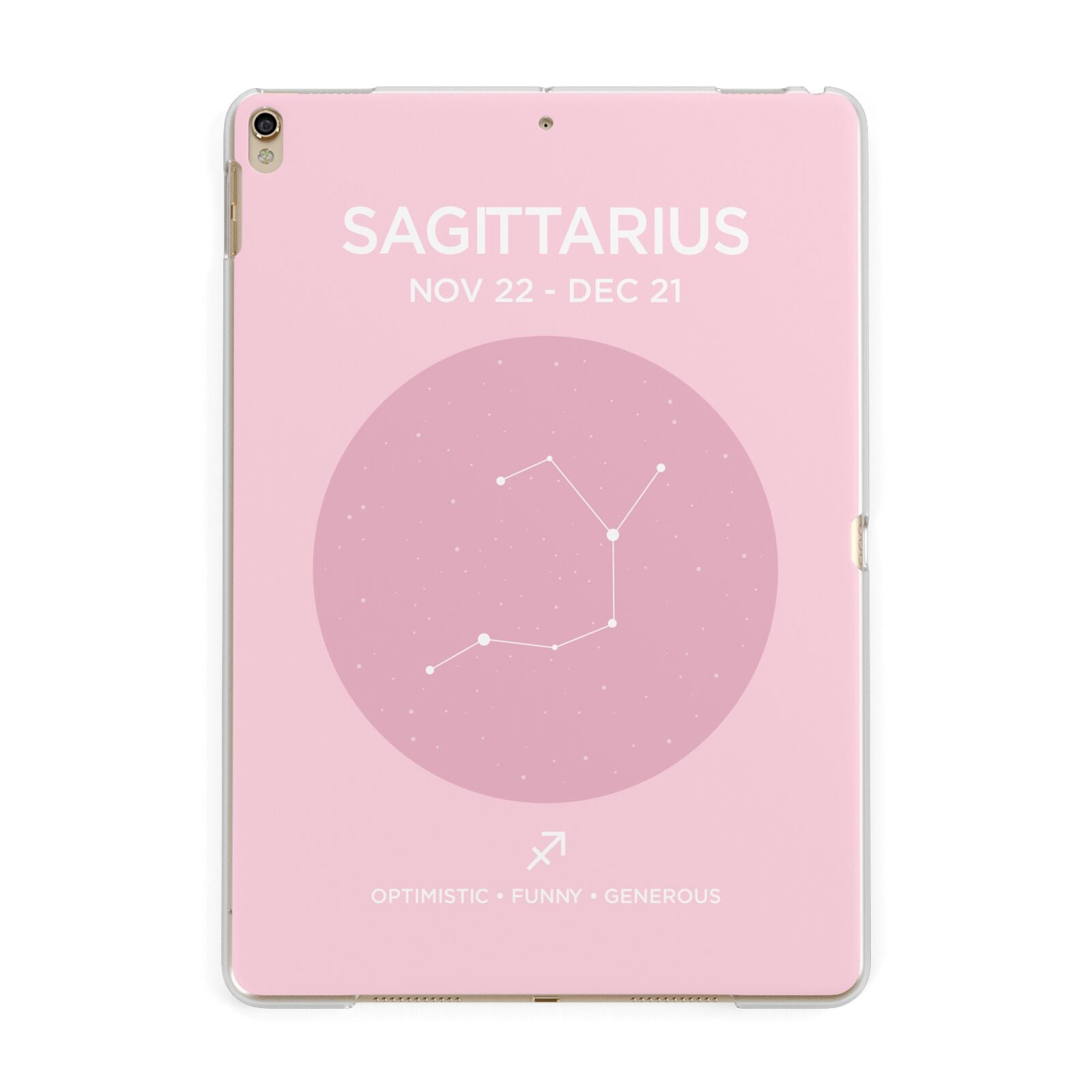 Personalised Pink Constellation Zodiac Sign Apple iPad Gold Case