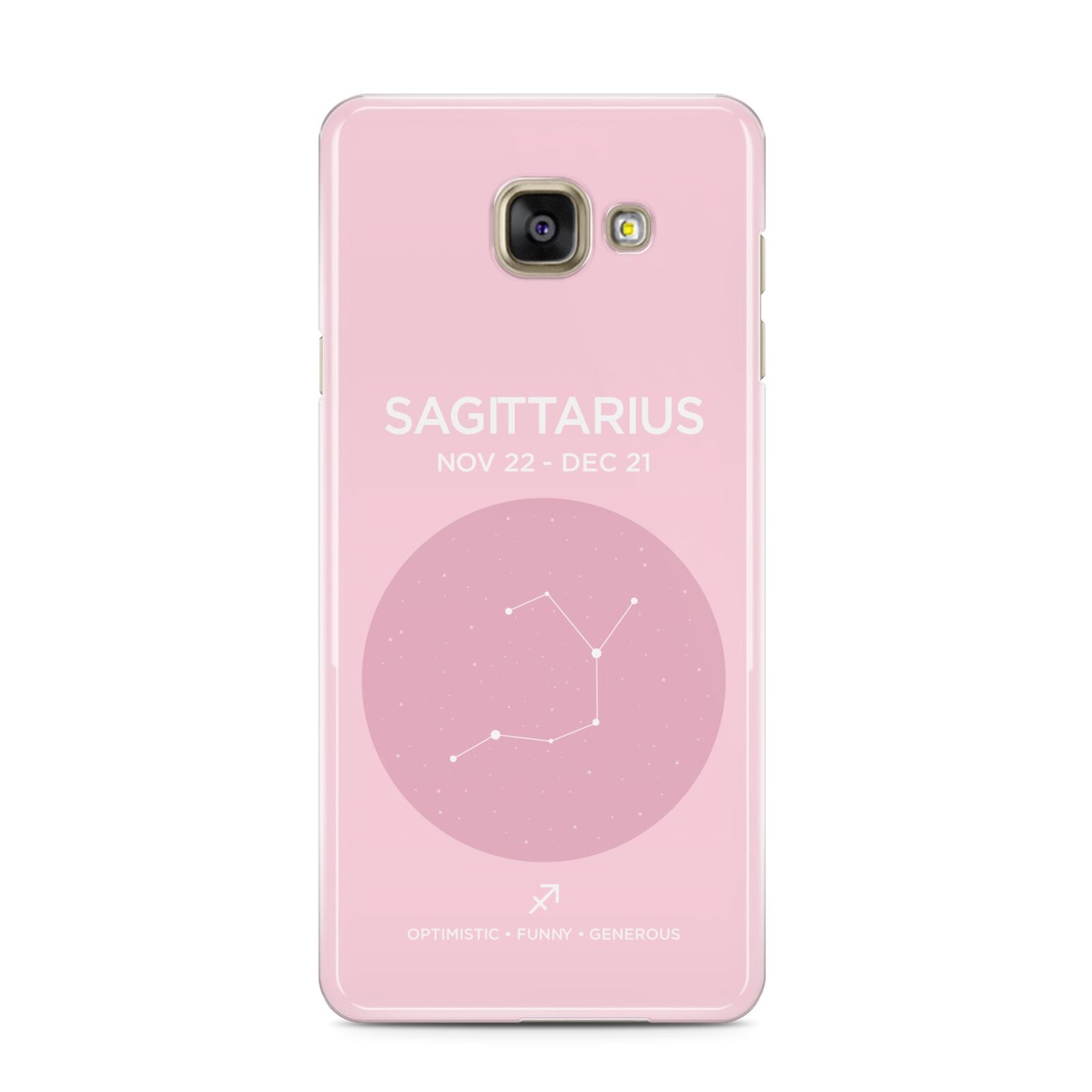 Personalised Pink Constellation Zodiac Sign Samsung Galaxy A3 2016 Case on gold phone