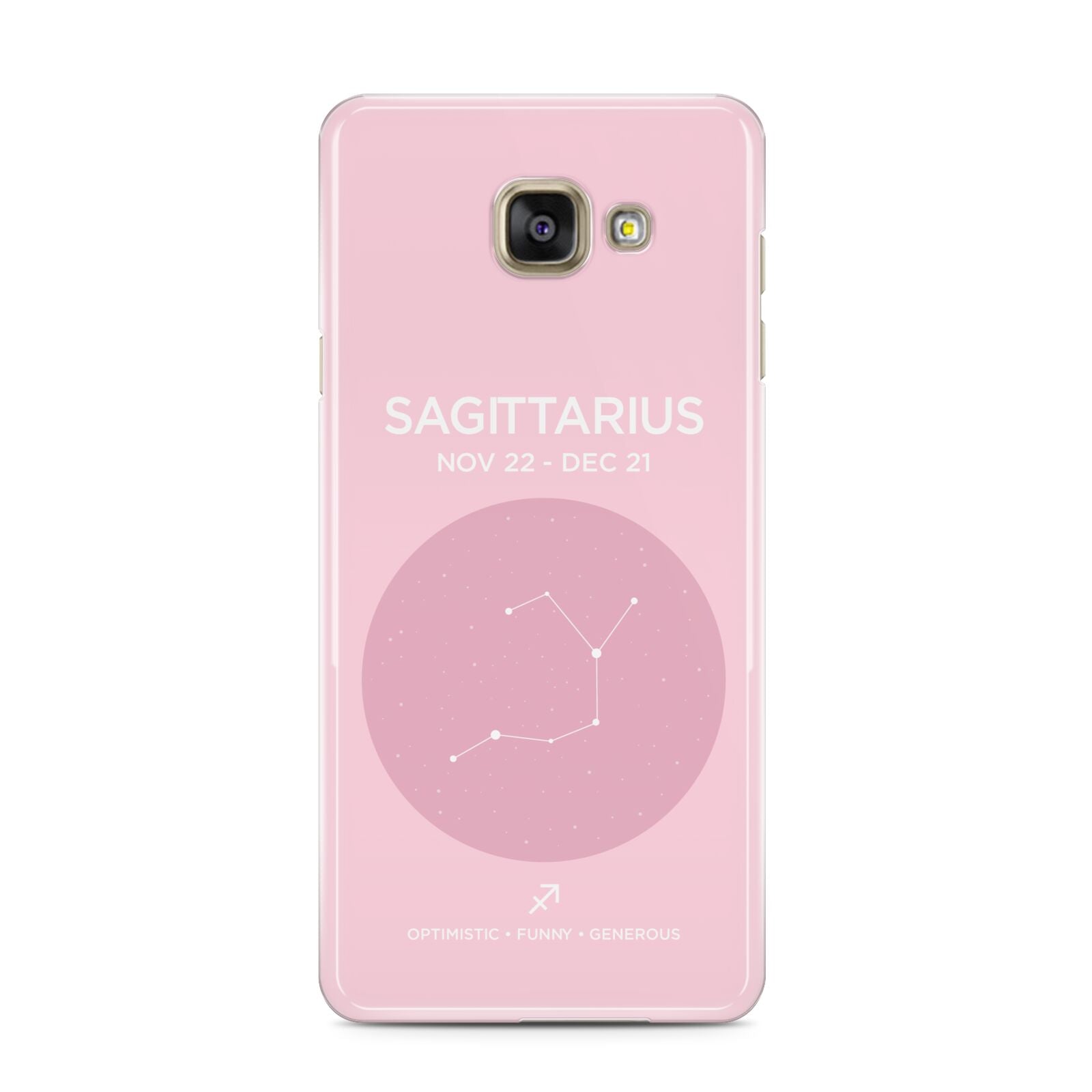 Personalised Pink Constellation Zodiac Sign Samsung Galaxy A3 2016 Case on gold phone