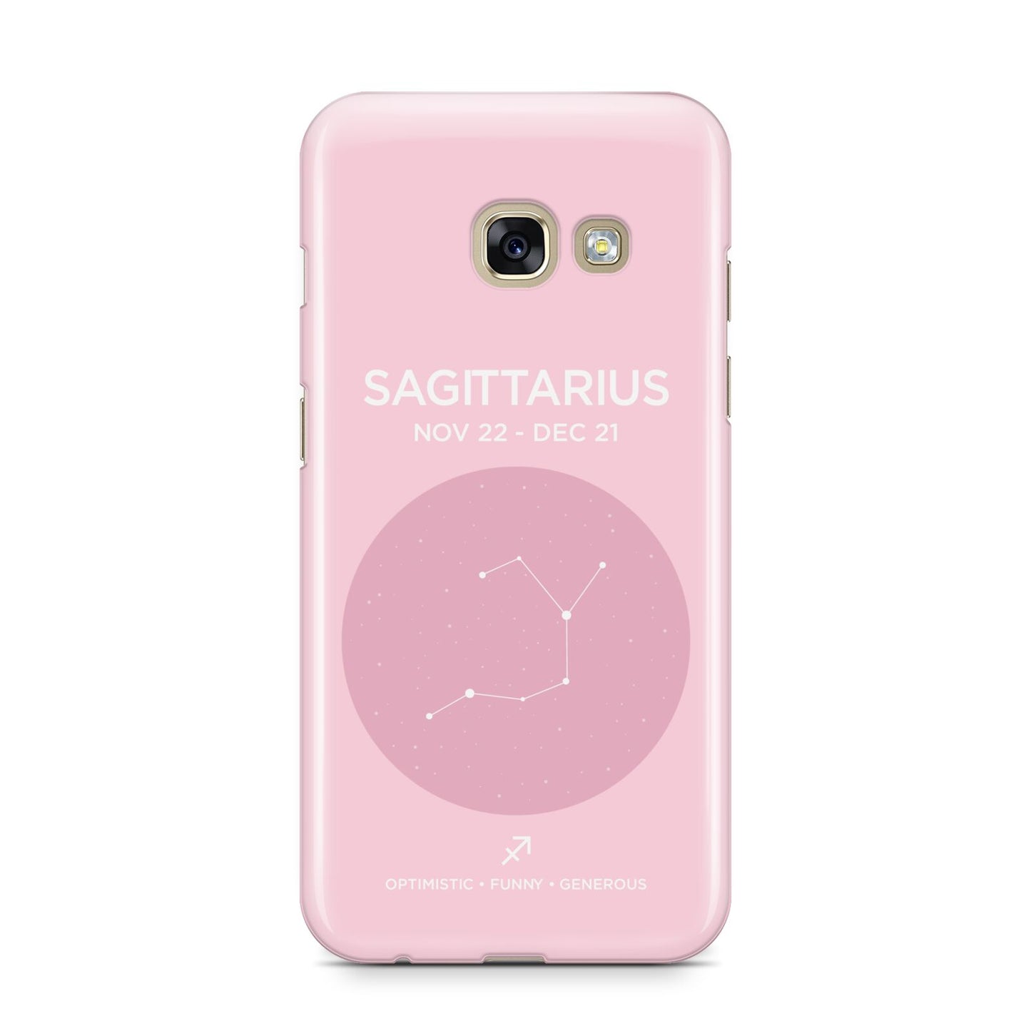 Personalised Pink Constellation Zodiac Sign Samsung Galaxy A3 2017 Case on gold phone