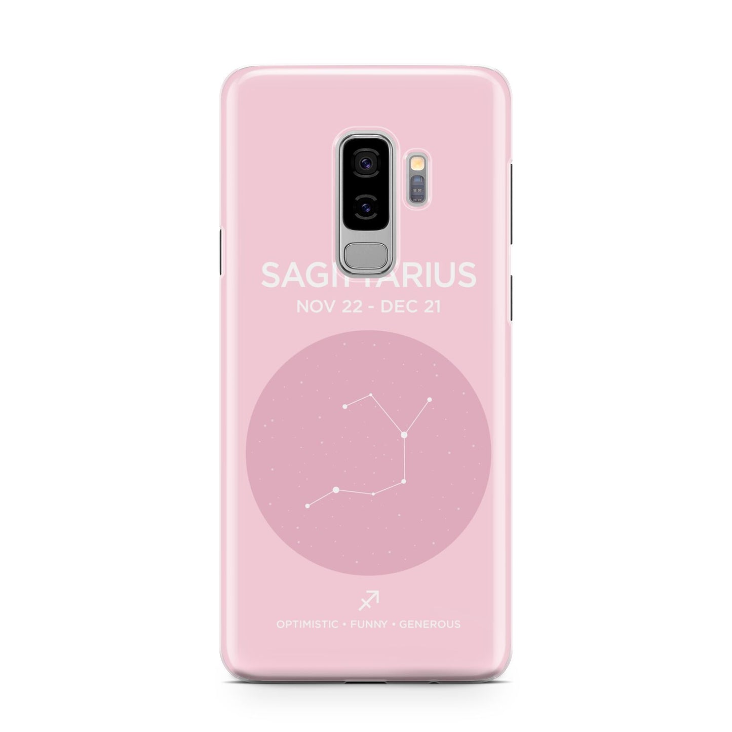 Personalised Pink Constellation Zodiac Sign Samsung Galaxy S9 Plus Case on Silver phone