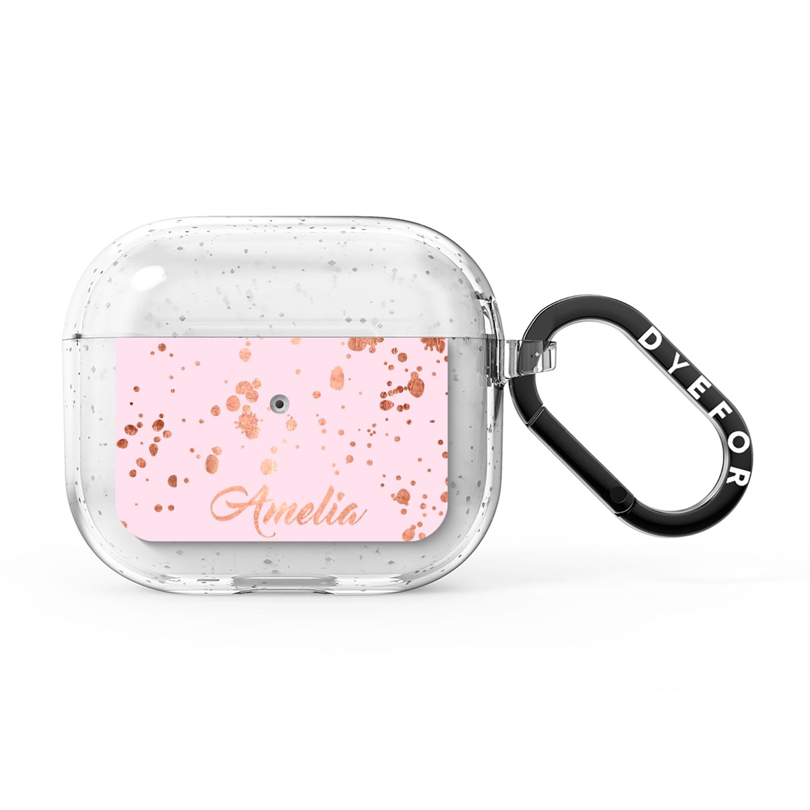 Personalised Pink Copper Splats Name AirPods Glitter Case 3rd Gen