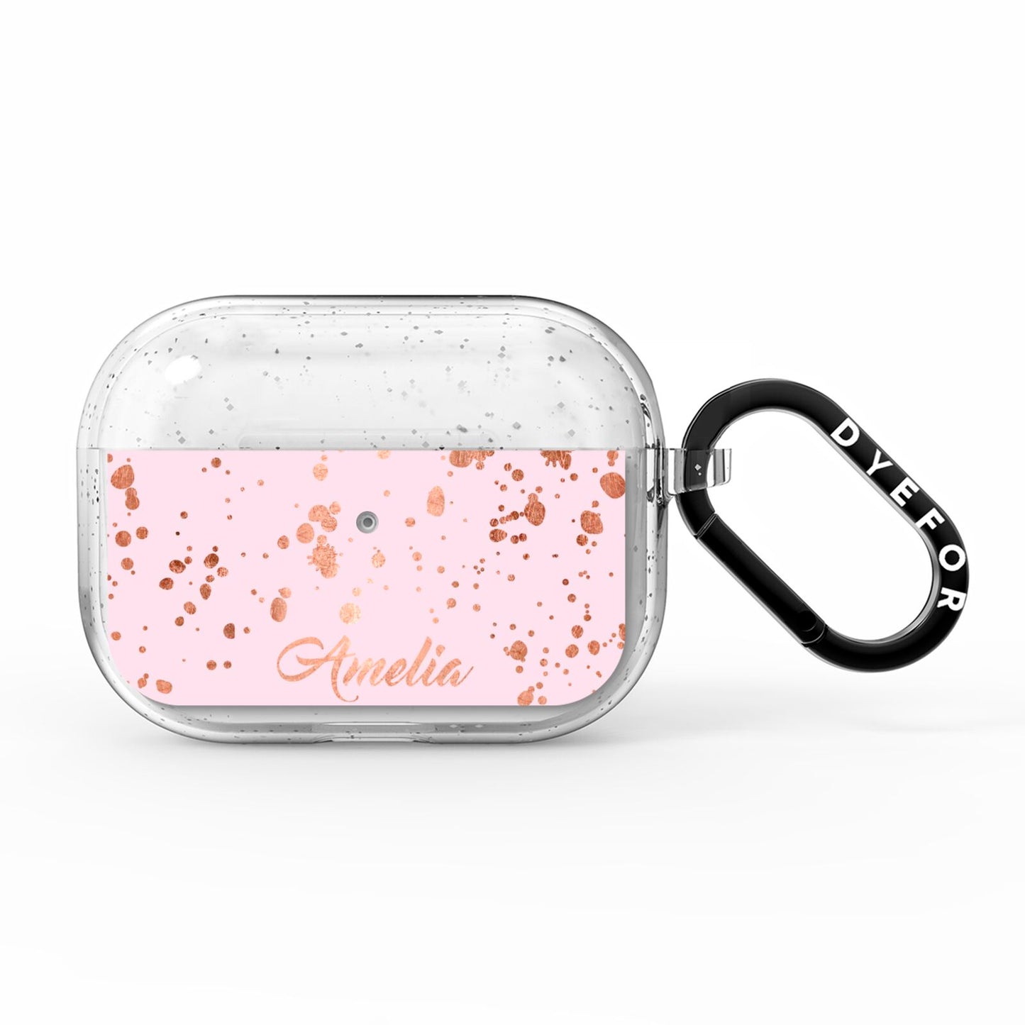 Personalised Pink Copper Splats Name AirPods Pro Glitter Case