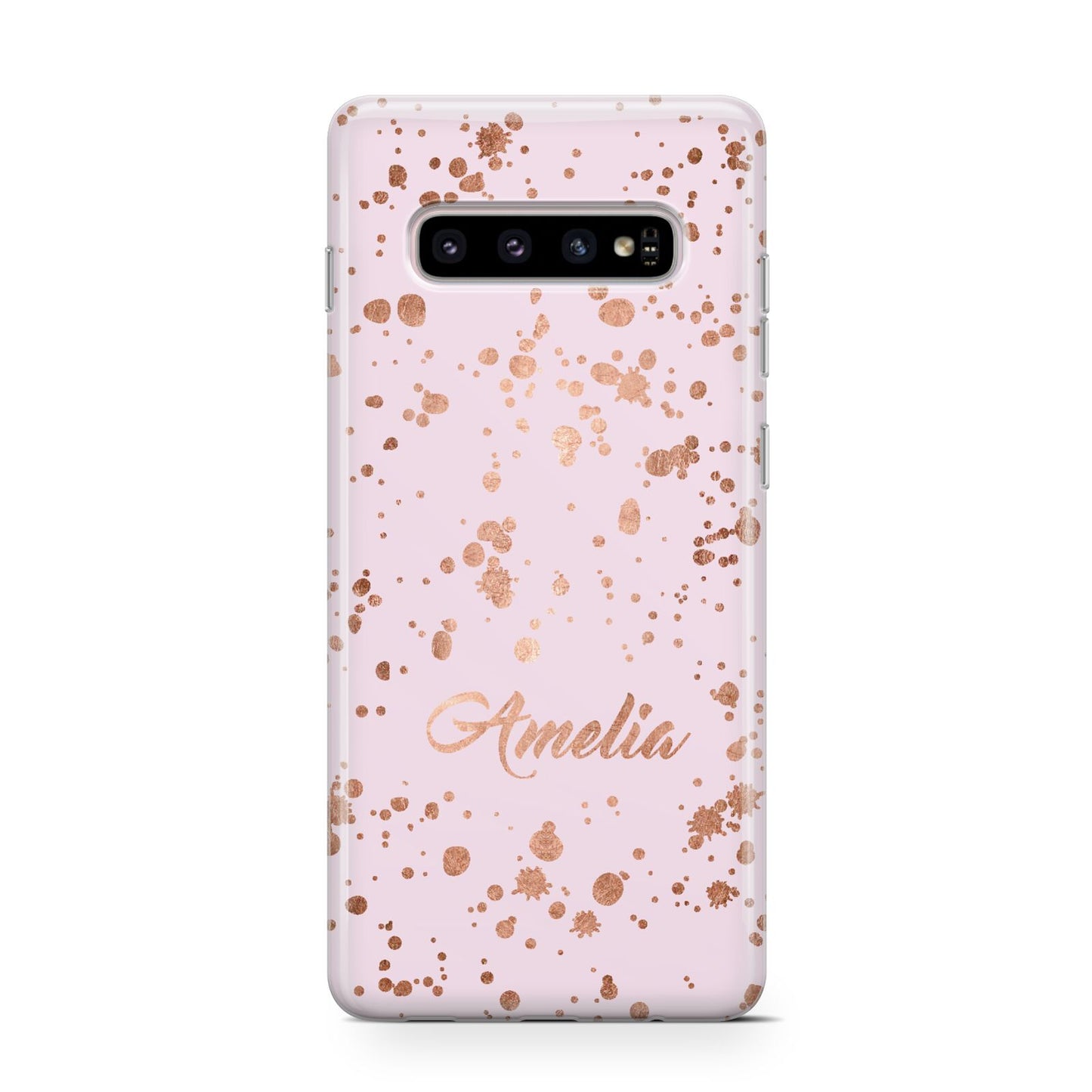 Personalised Pink Copper Splats Name Protective Samsung Galaxy Case