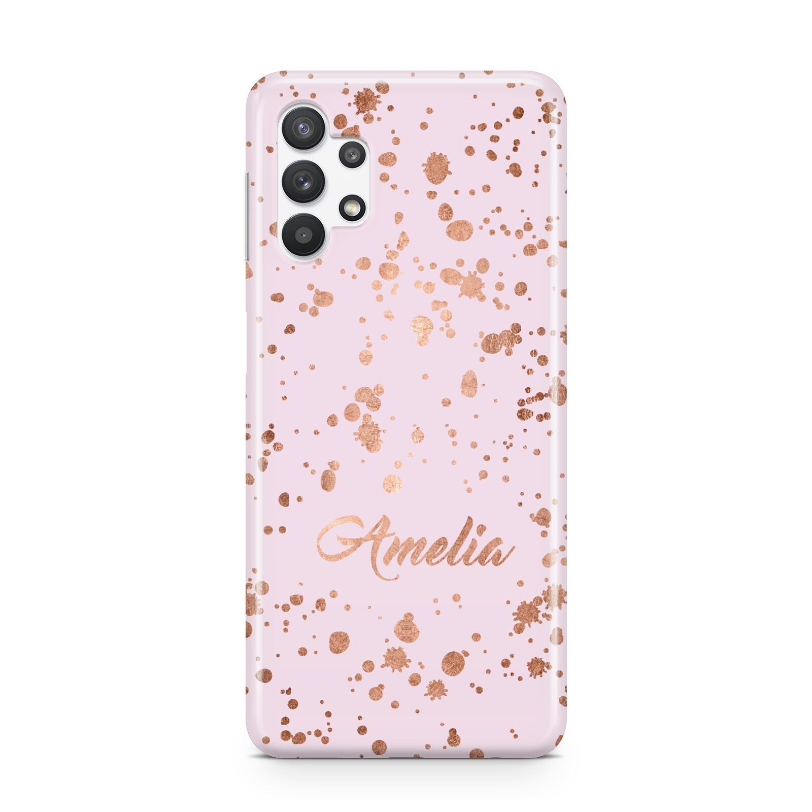 Personalised Pink Copper Splats Name Samsung A32 5G Case