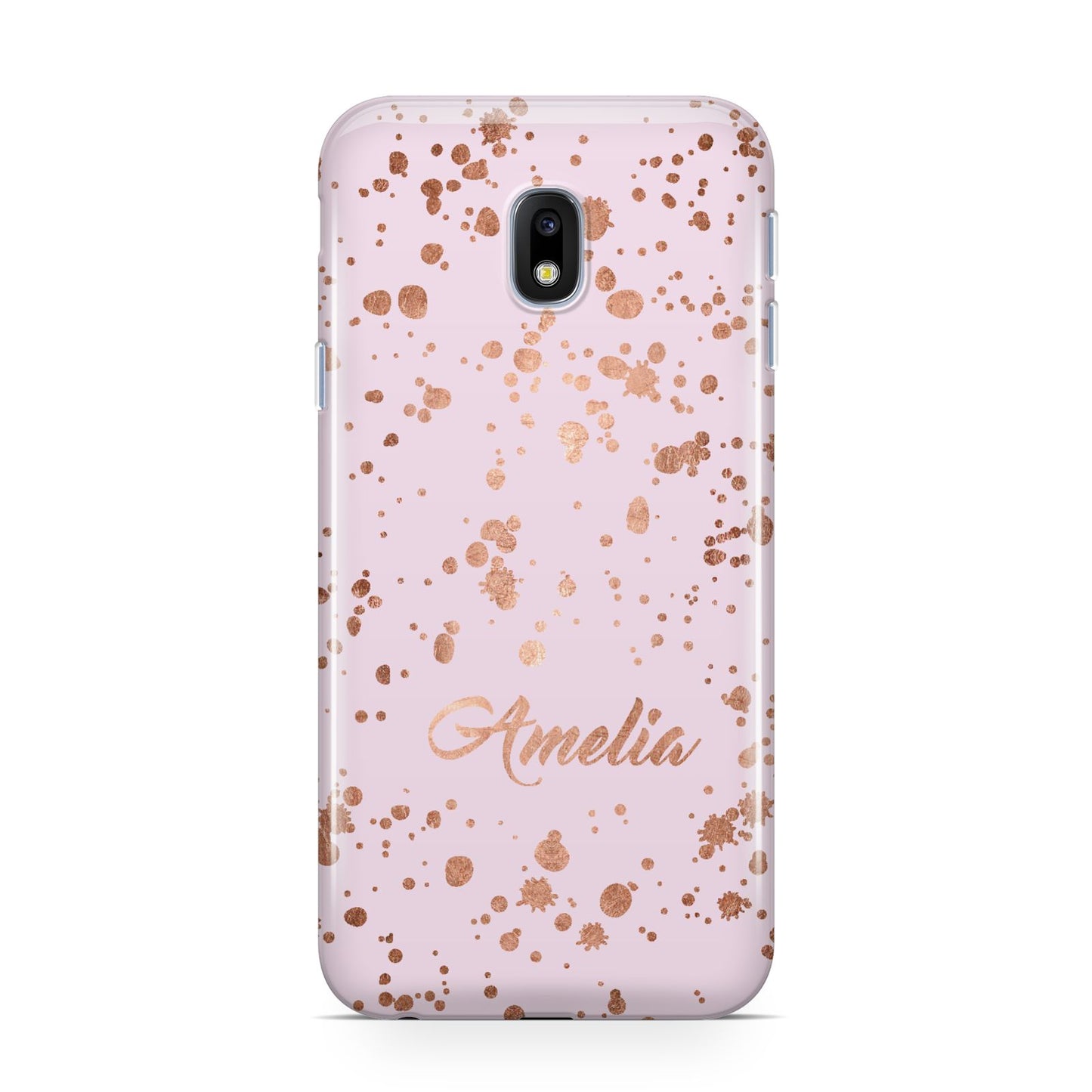 Personalised Pink Copper Splats Name Samsung Galaxy J3 2017 Case