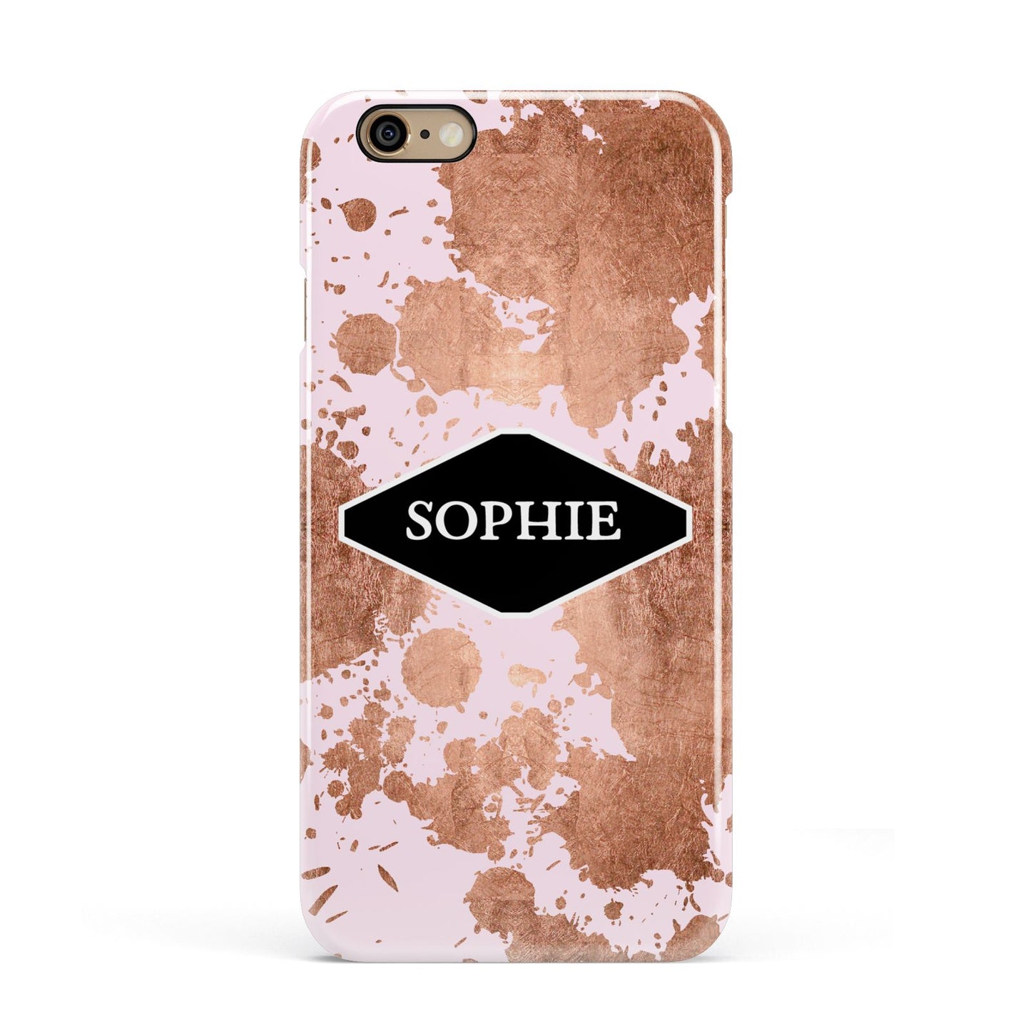 Personalised Pink Copper Splatter Name Apple iPhone 6 3D Snap Case