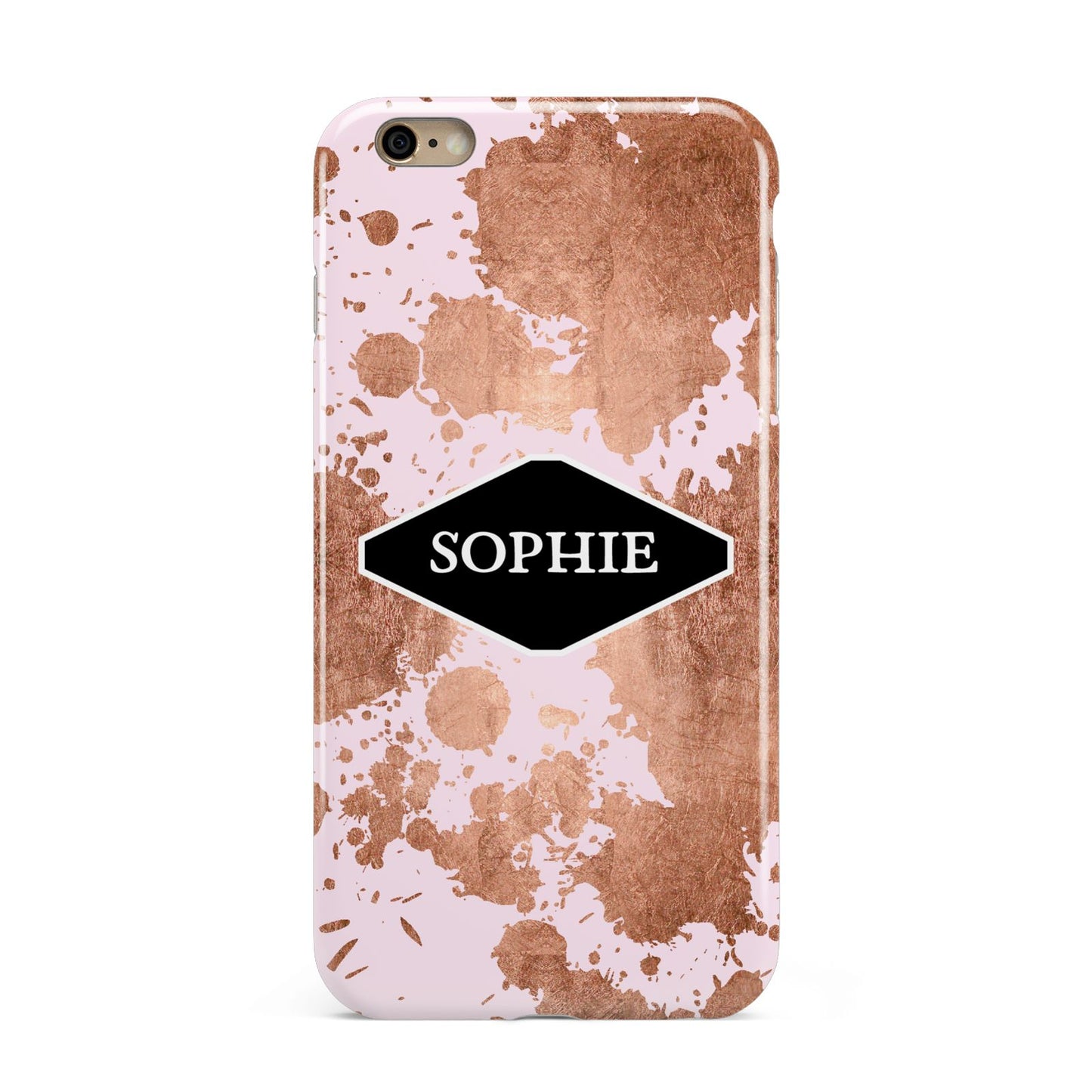 Personalised Pink Copper Splatter Name Apple iPhone 6 Plus 3D Tough Case