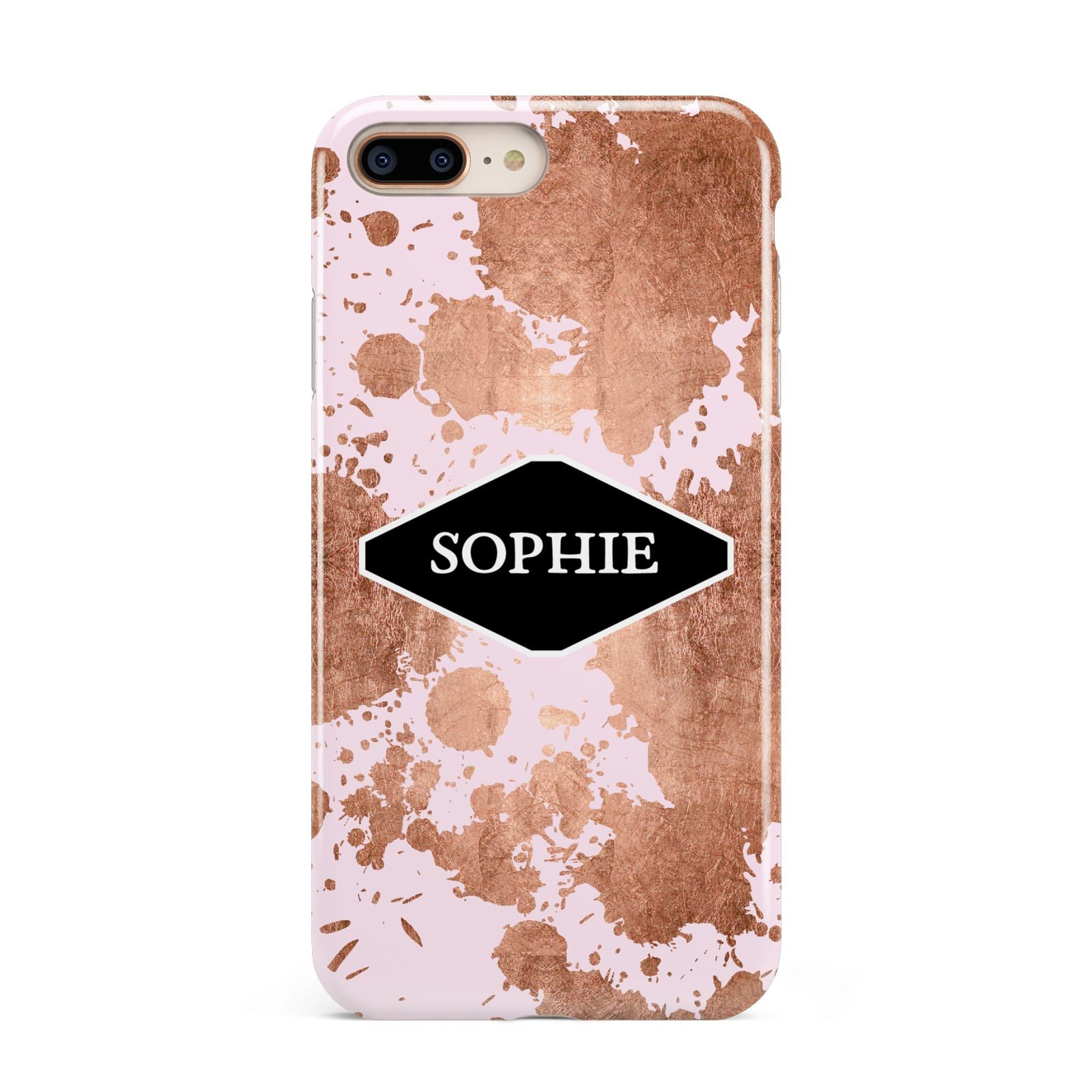 Personalised Pink Copper Splatter Name Apple iPhone 7 8 Plus 3D Tough Case