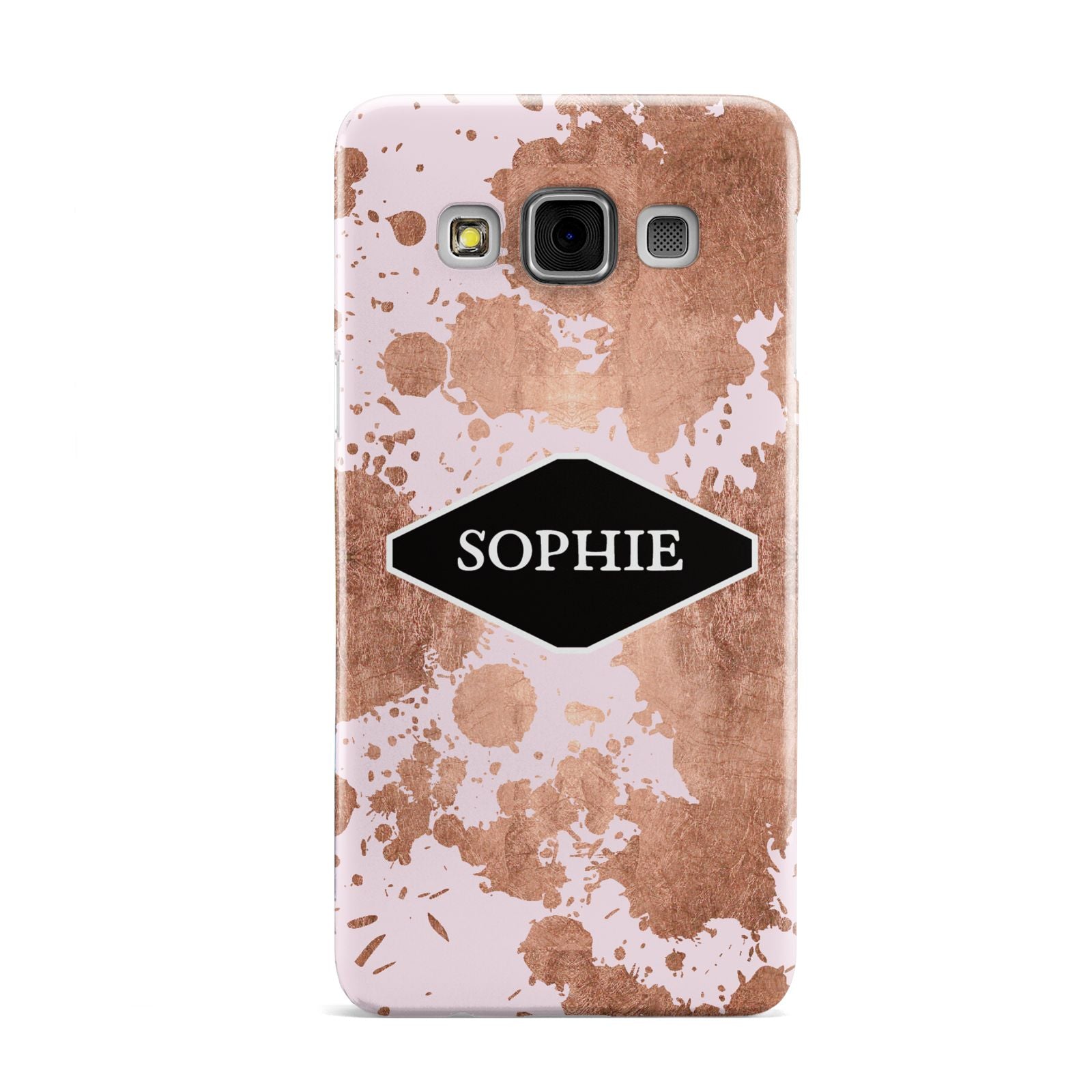 Personalised Pink Copper Splatter Name Samsung Galaxy A3 Case