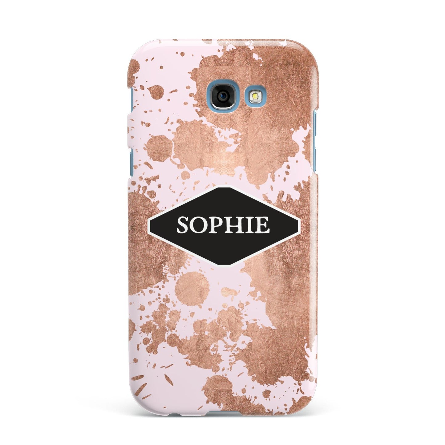 Personalised Pink Copper Splatter Name Samsung Galaxy A7 2017 Case