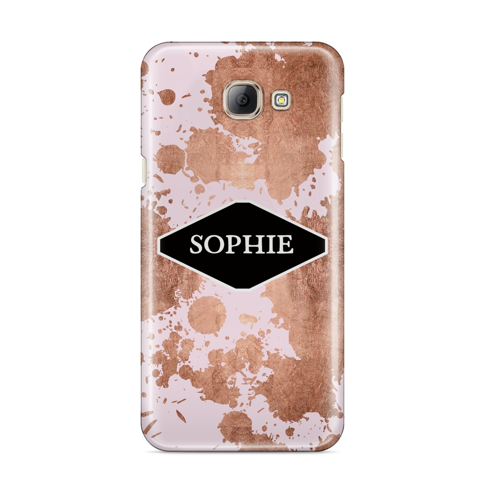 Personalised Pink Copper Splatter Name Samsung Galaxy A8 2016 Case