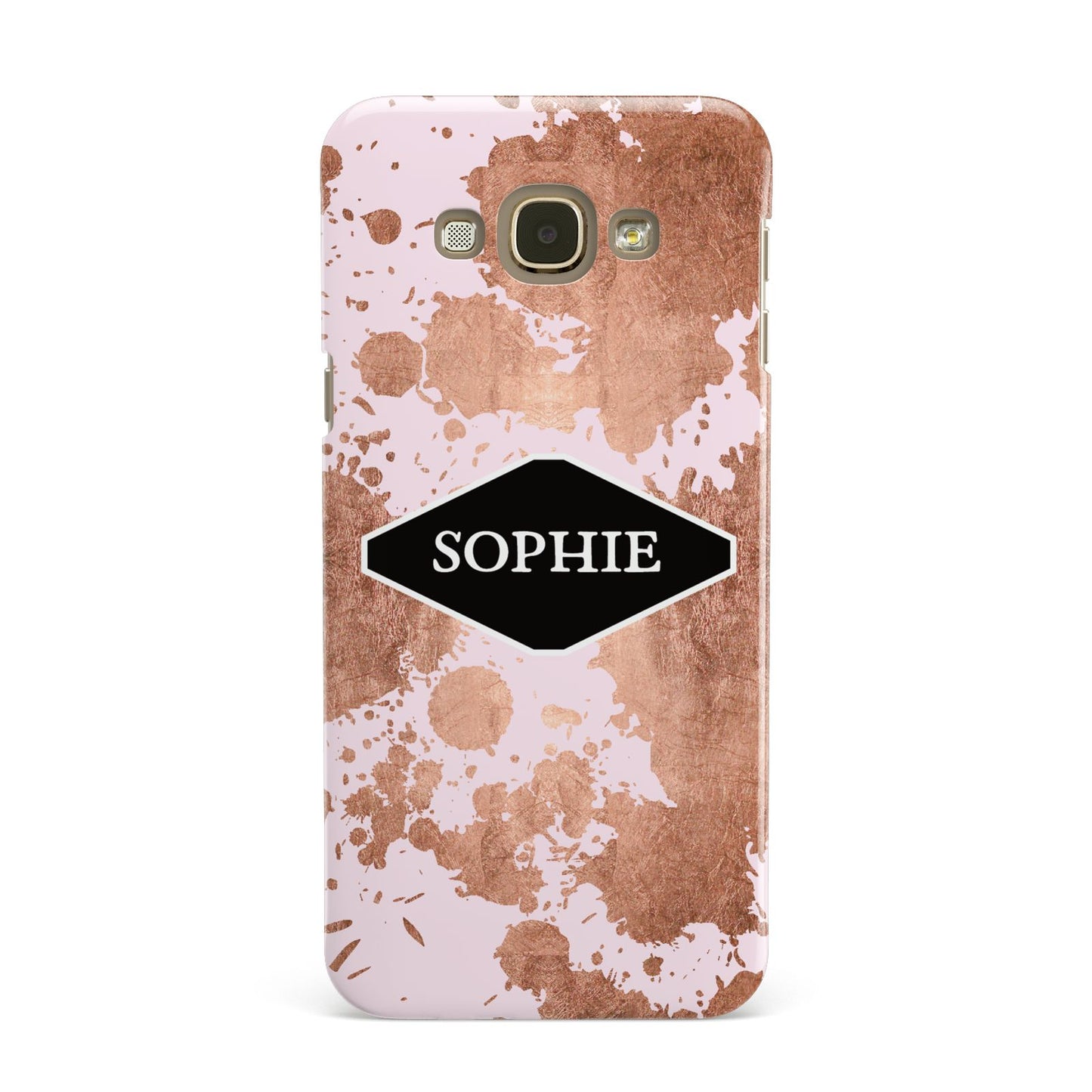 Personalised Pink Copper Splatter Name Samsung Galaxy A8 Case