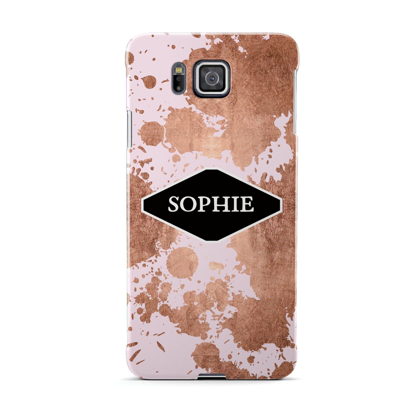 Personalised Pink Copper Splatter Name Samsung Galaxy Alpha Case