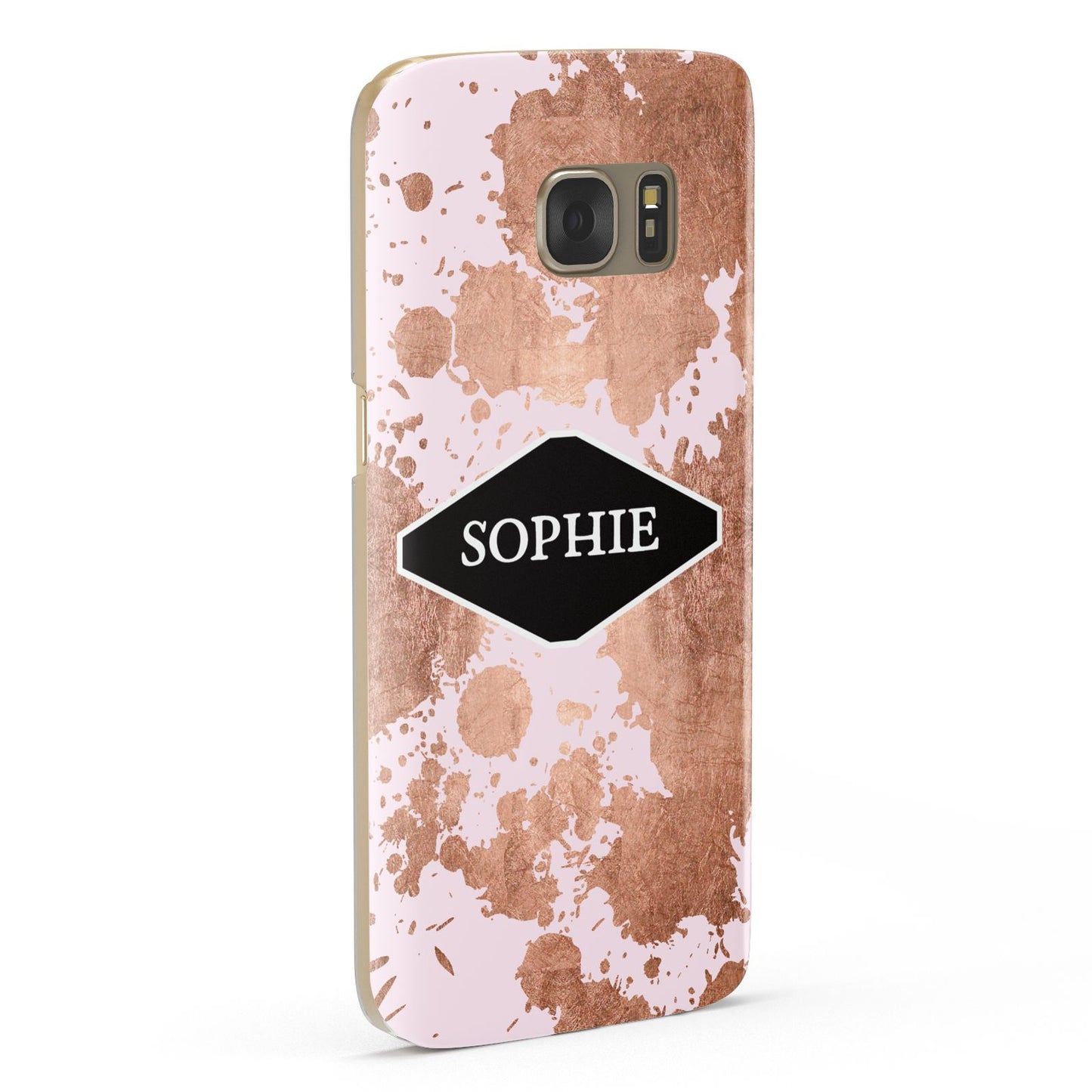 Personalised Pink Copper Splatter Name Samsung Galaxy Case Fourty Five Degrees