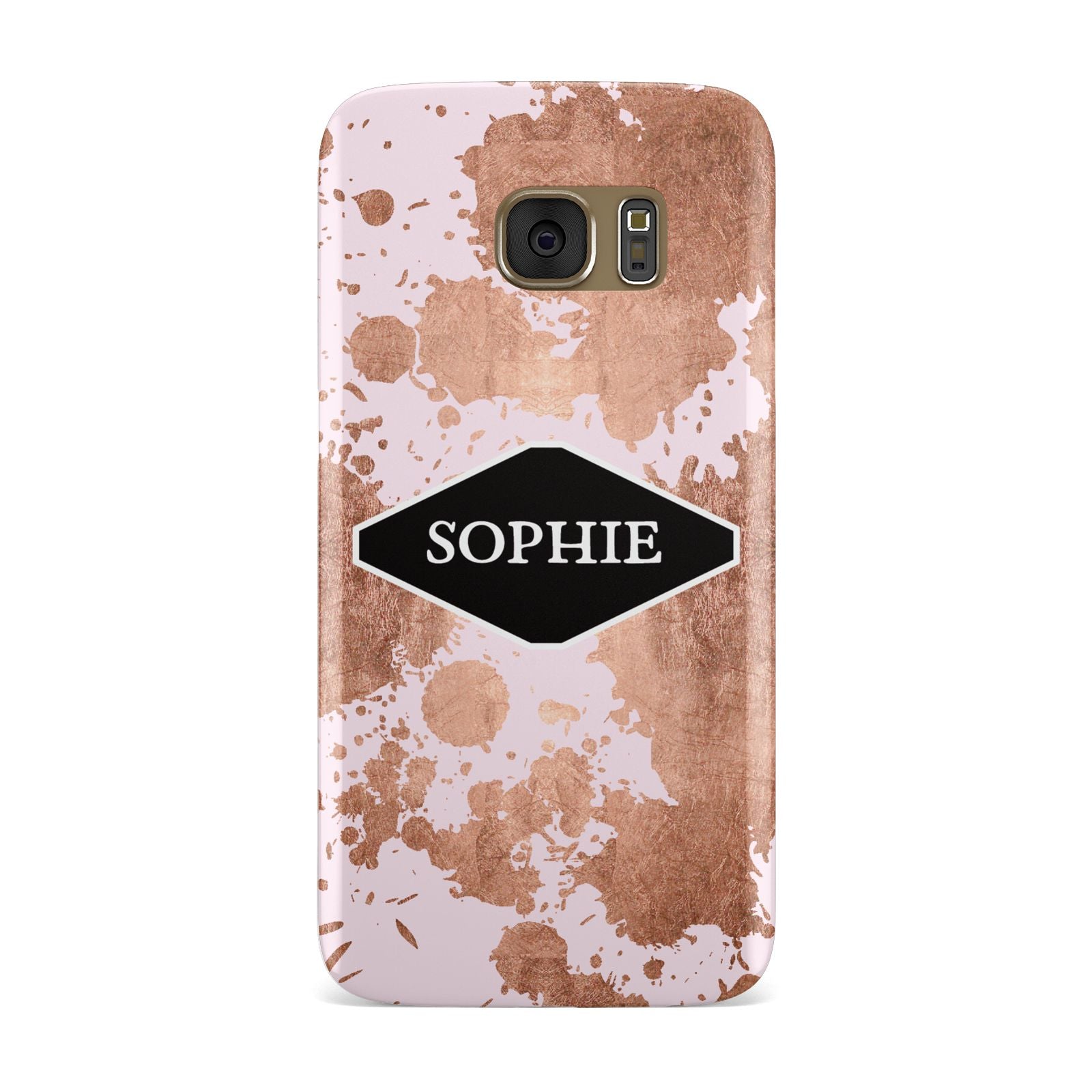 Personalised Pink Copper Splatter Name Samsung Galaxy Case