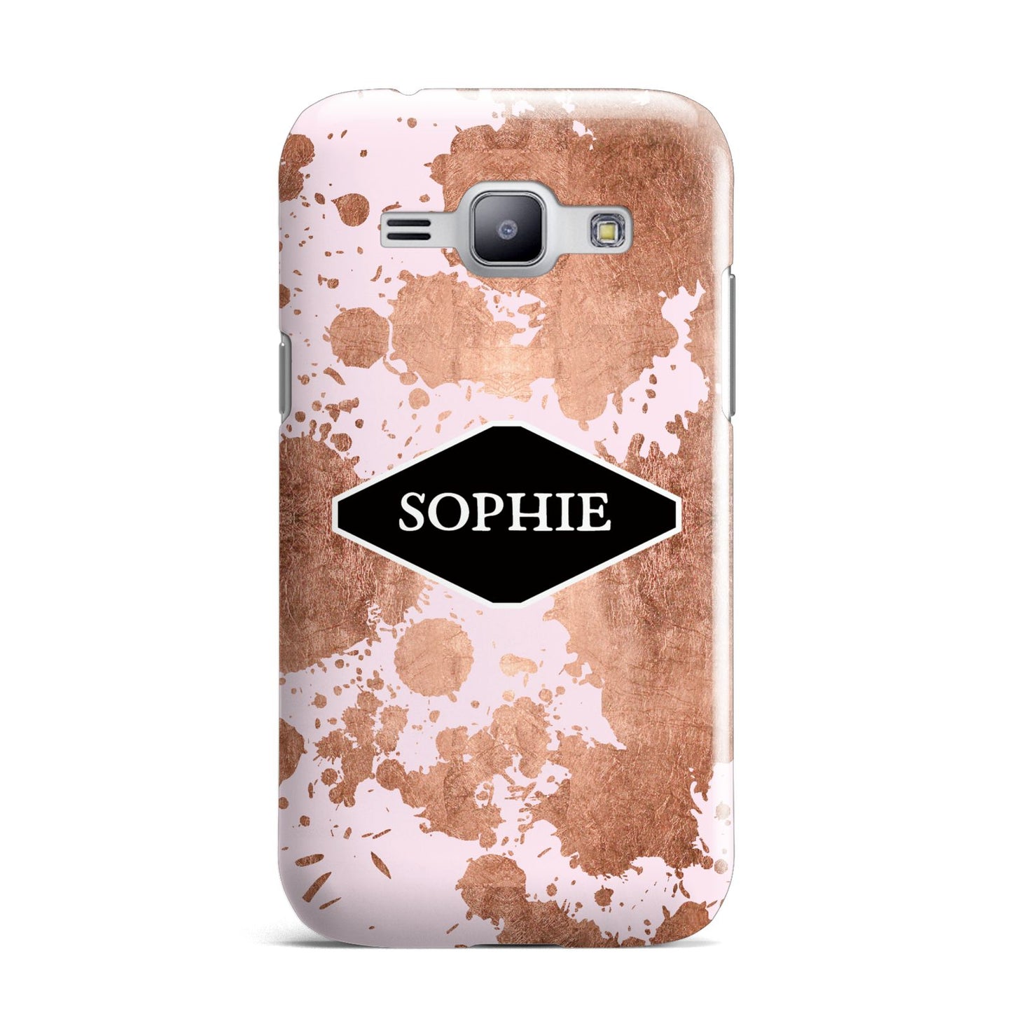 Personalised Pink Copper Splatter Name Samsung Galaxy J1 2015 Case