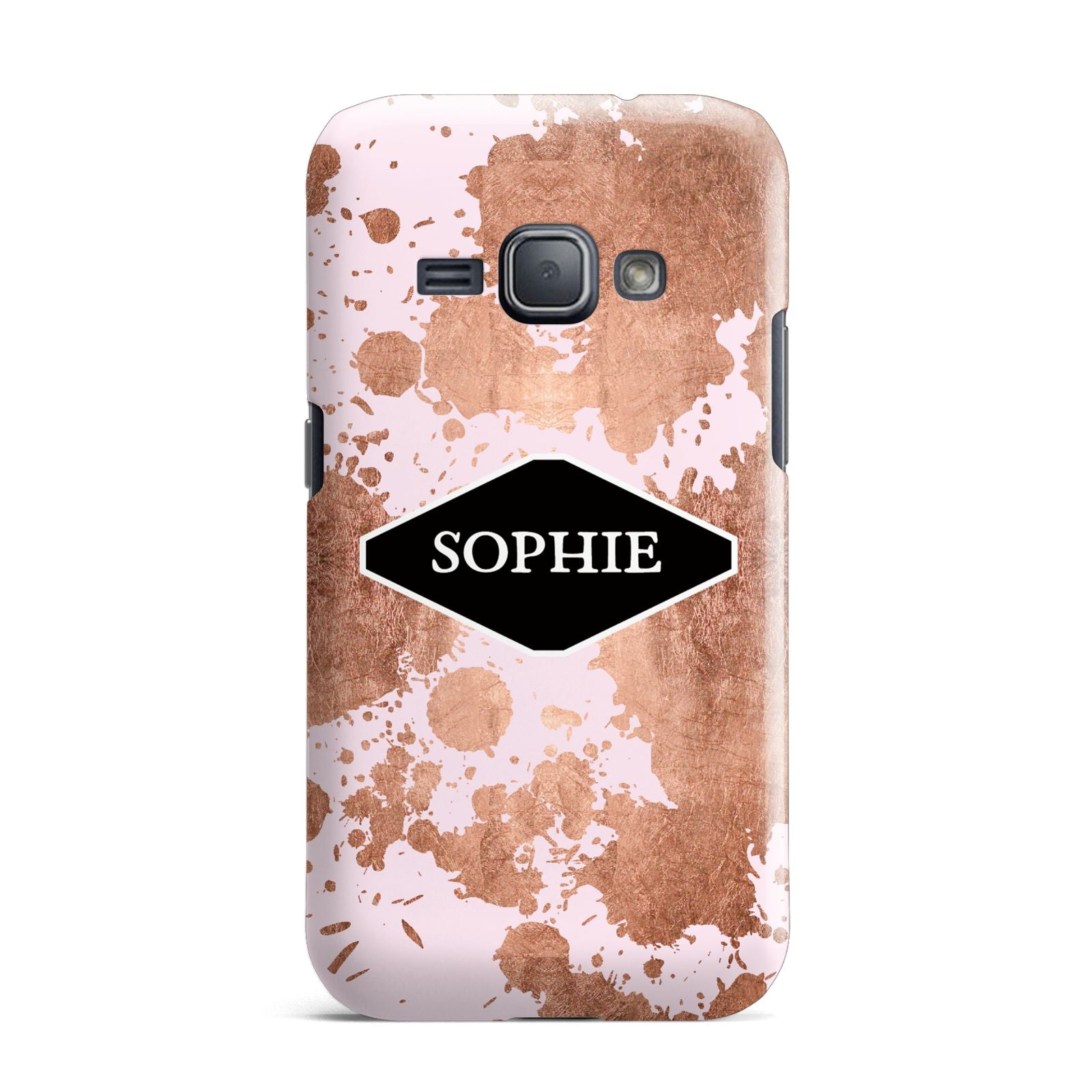 Personalised Pink Copper Splatter Name Samsung Galaxy J1 2016 Case