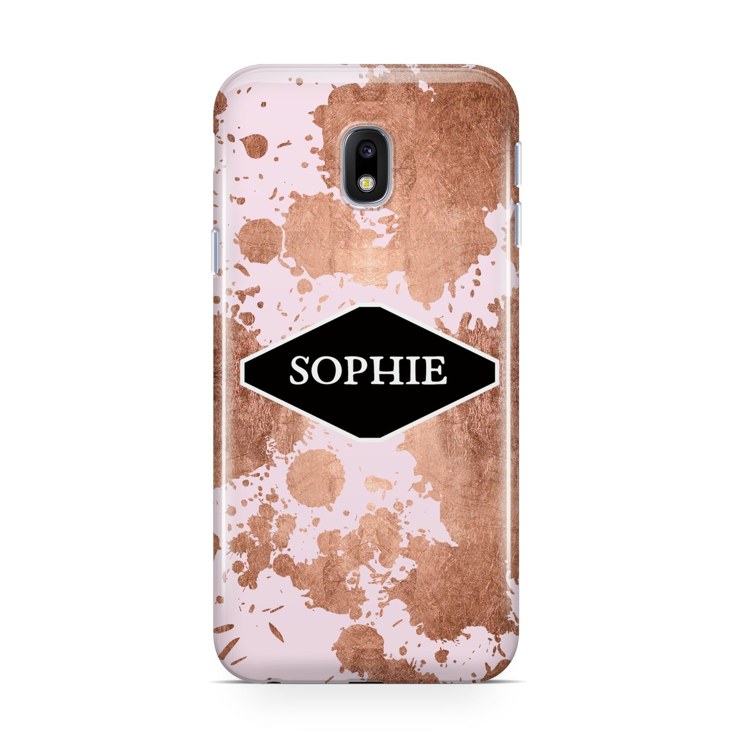 Personalised Pink Copper Splatter Name Samsung Galaxy J3 2017 Case