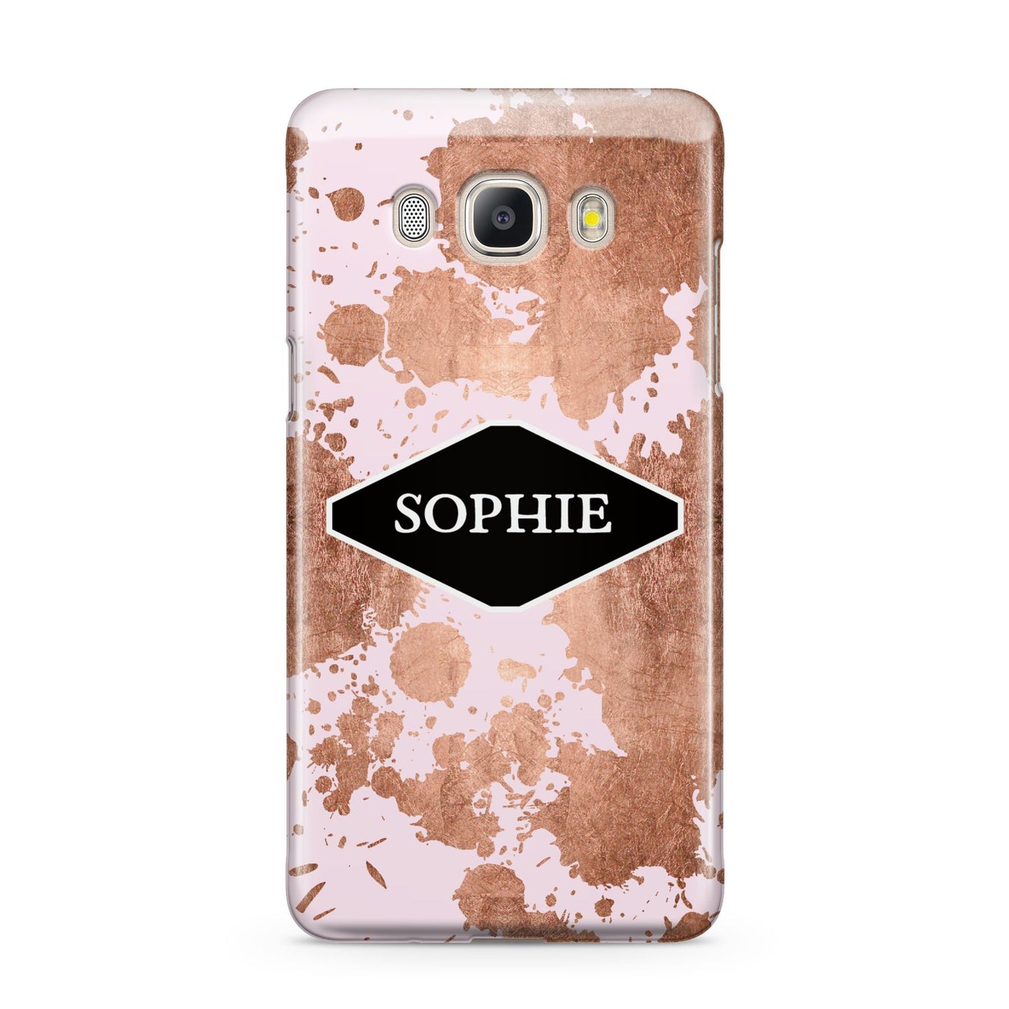 Personalised Pink Copper Splatter Name Samsung Galaxy J5 2016 Case