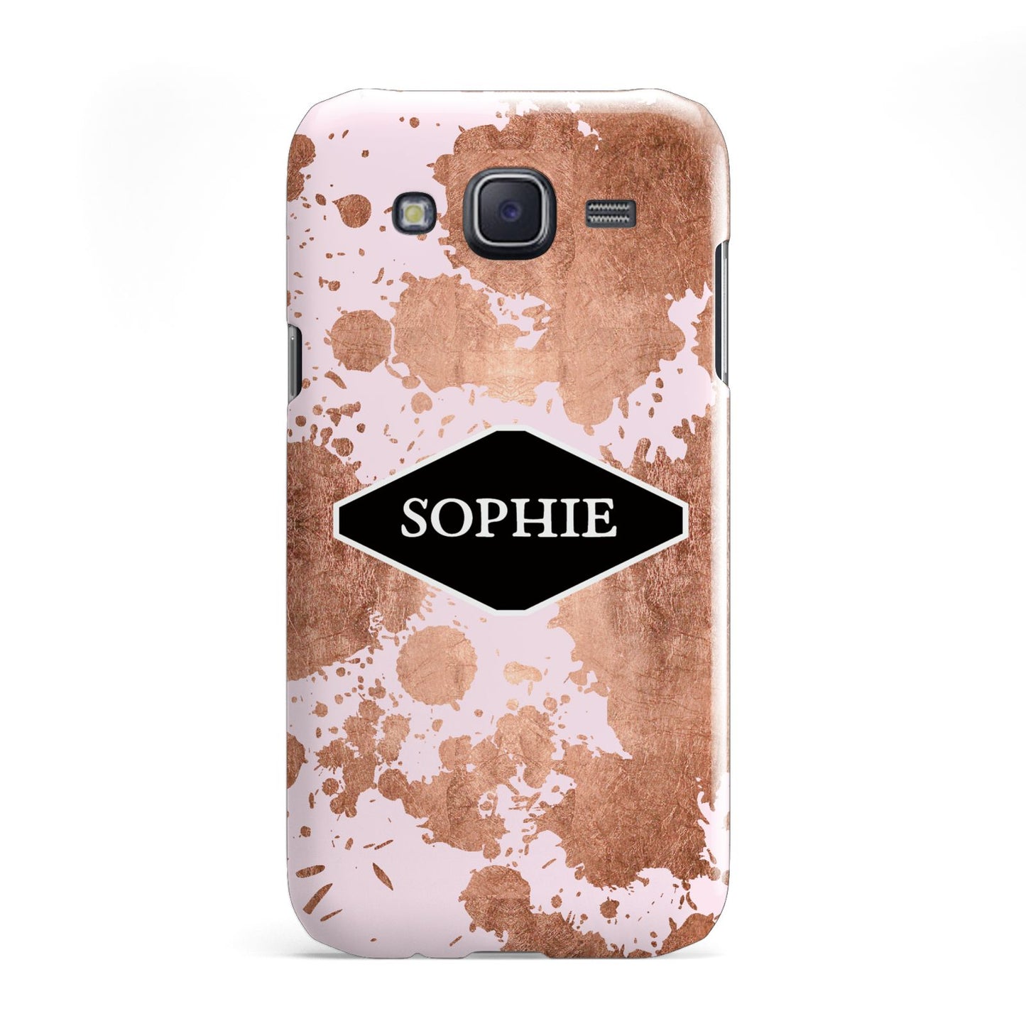 Personalised Pink Copper Splatter Name Samsung Galaxy J5 Case