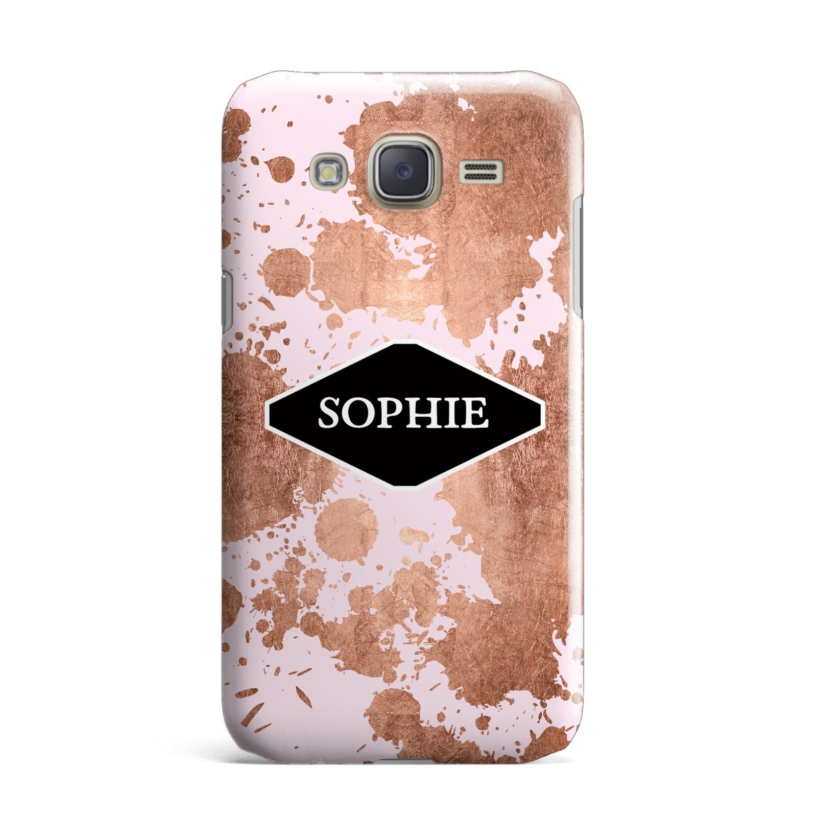 Personalised Pink Copper Splatter Name Samsung Galaxy J7 Case