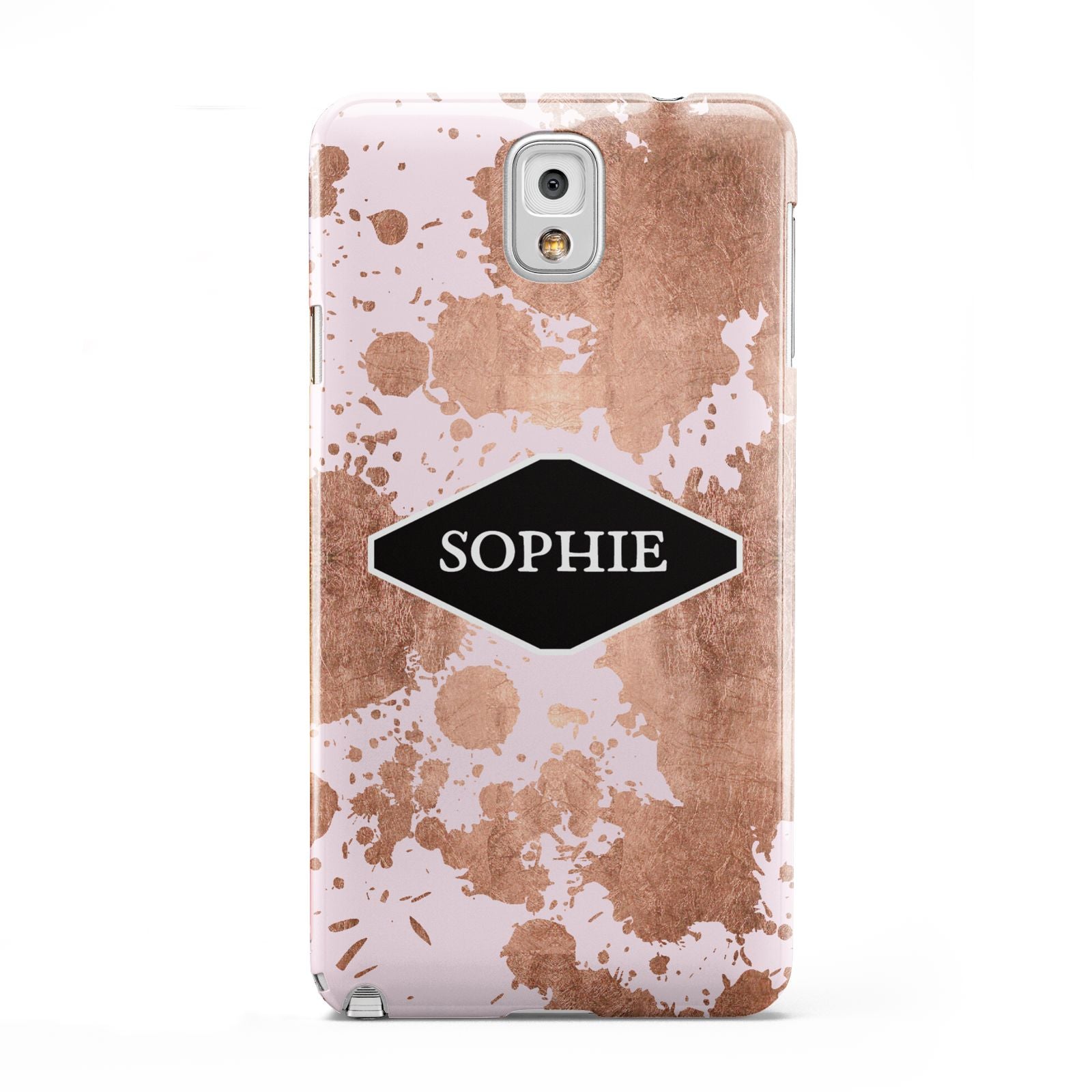 Personalised Pink Copper Splatter Name Samsung Galaxy Note 3 Case