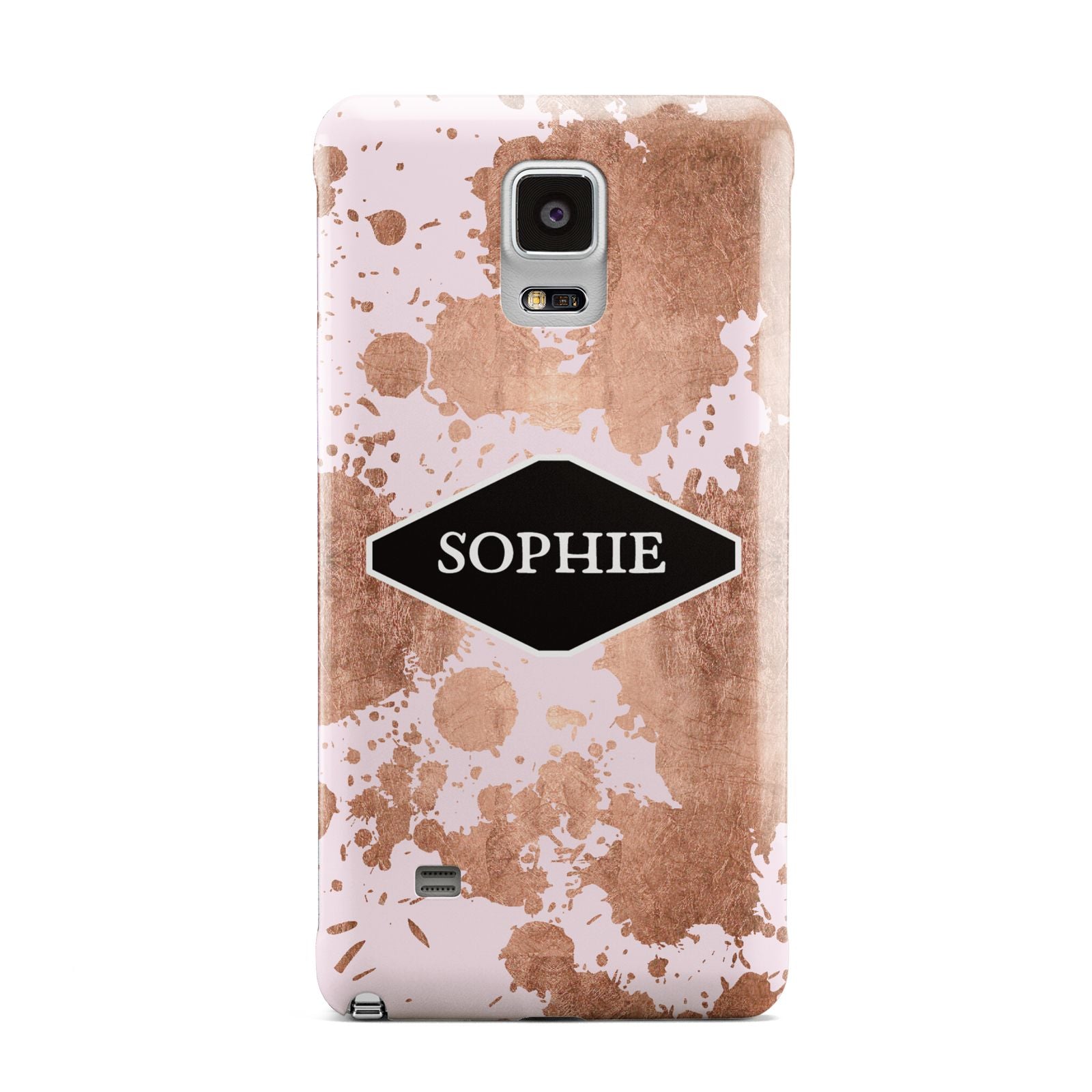 Personalised Pink Copper Splatter Name Samsung Galaxy Note 4 Case