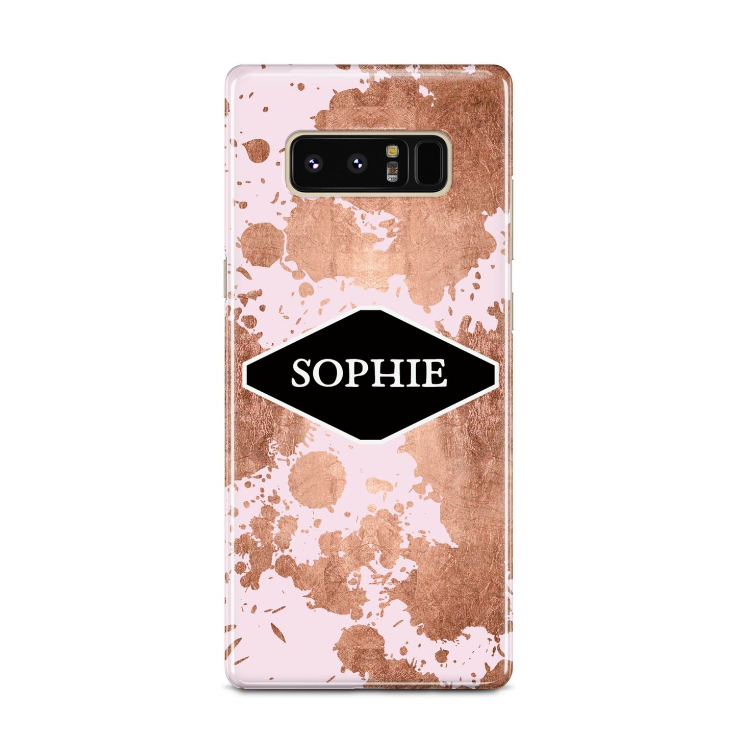 Personalised Pink Copper Splatter Name Samsung Galaxy Note 8 Case