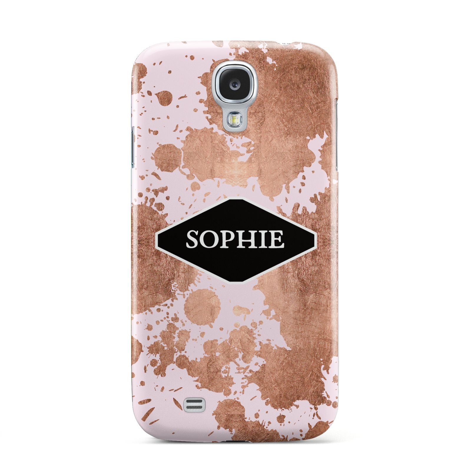 Personalised Pink Copper Splatter Name Samsung Galaxy S4 Case