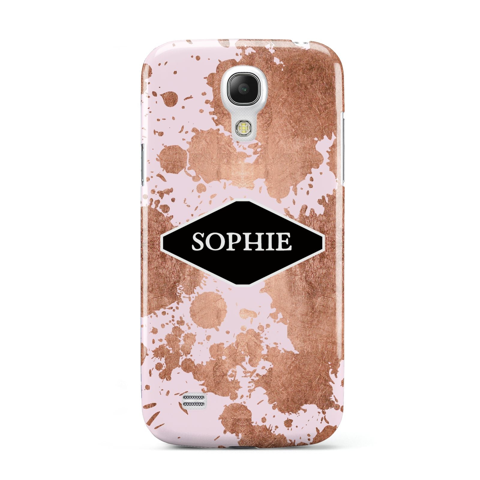 Personalised Pink Copper Splatter Name Samsung Galaxy S4 Mini Case