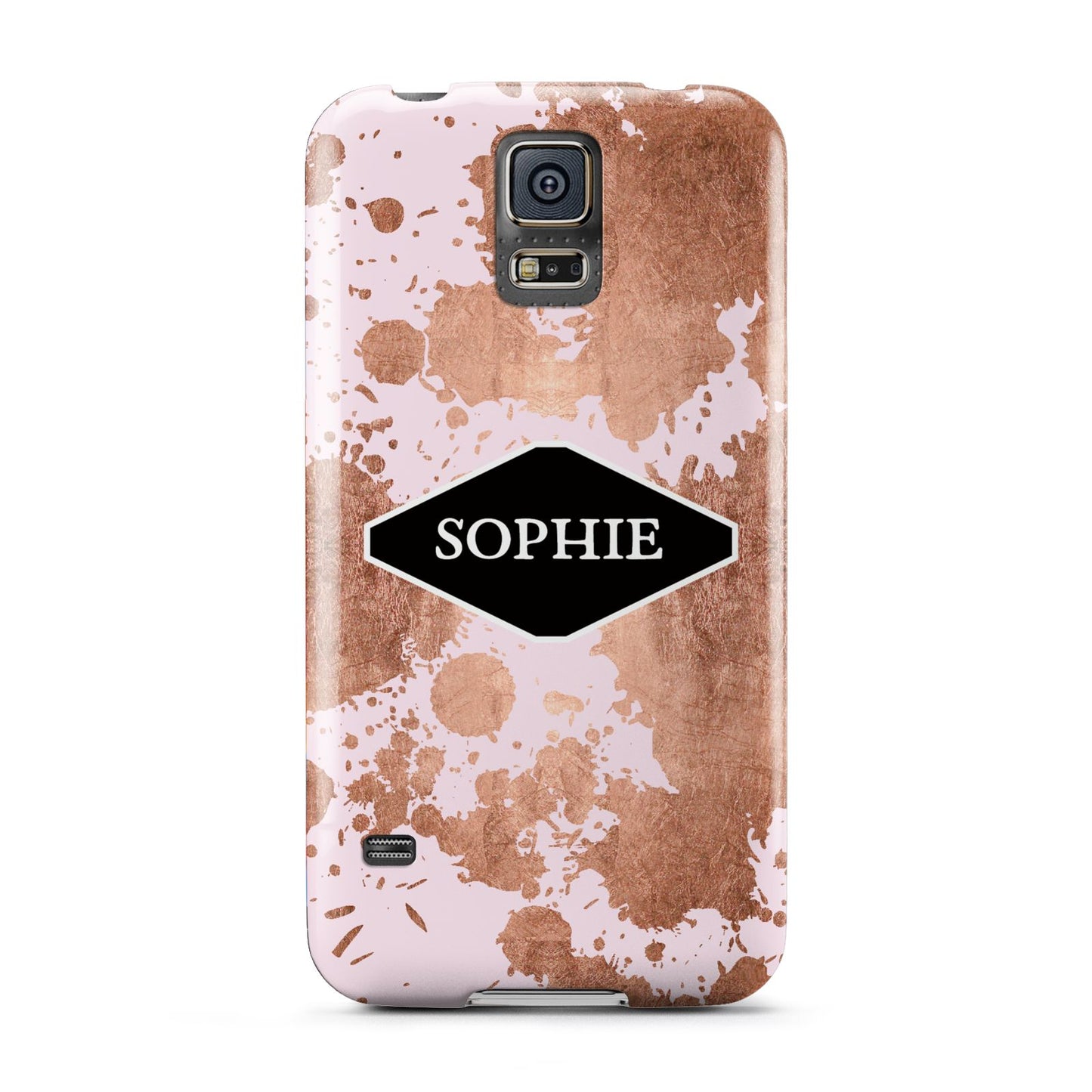 Personalised Pink Copper Splatter Name Samsung Galaxy S5 Case