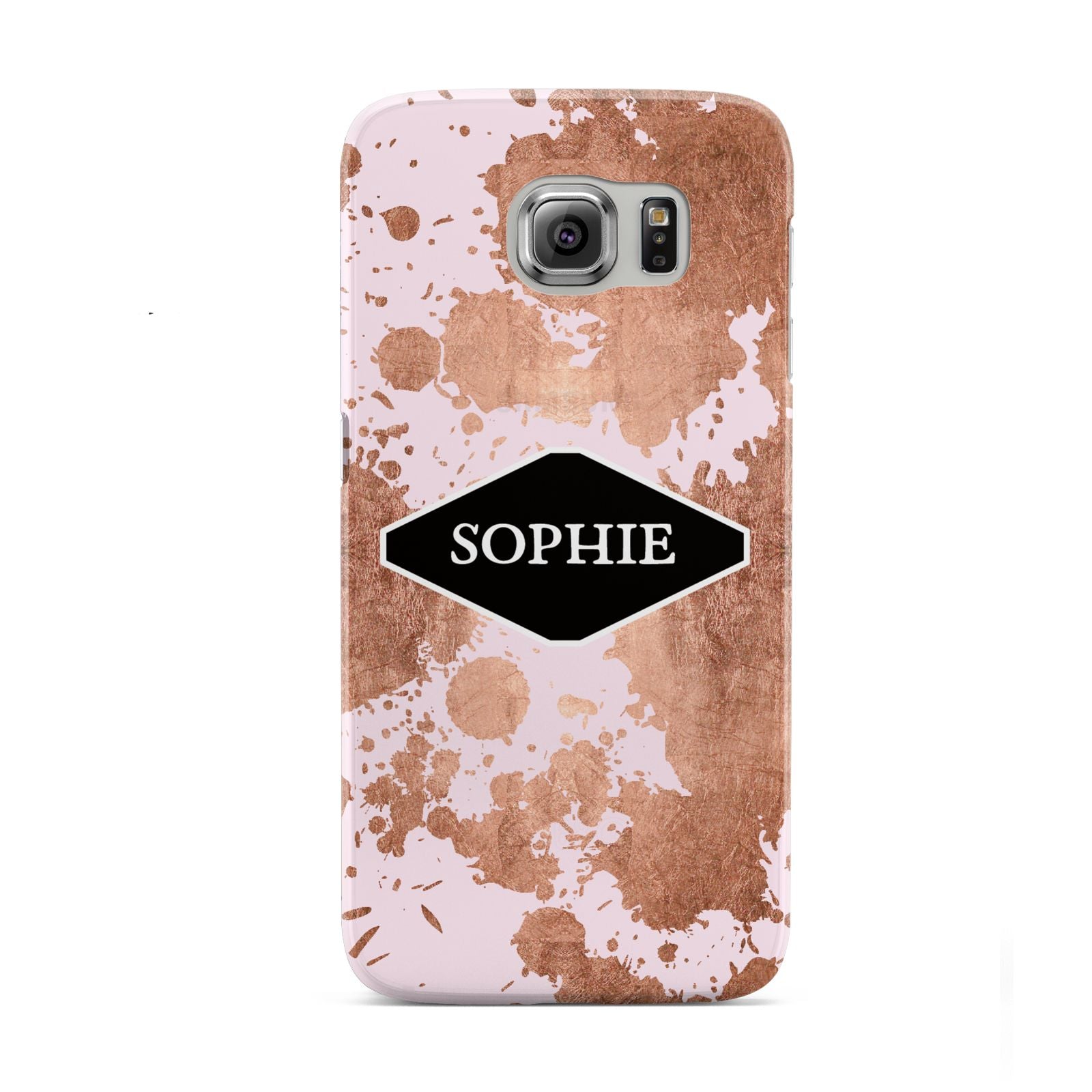 Personalised Pink Copper Splatter Name Samsung Galaxy S6 Case