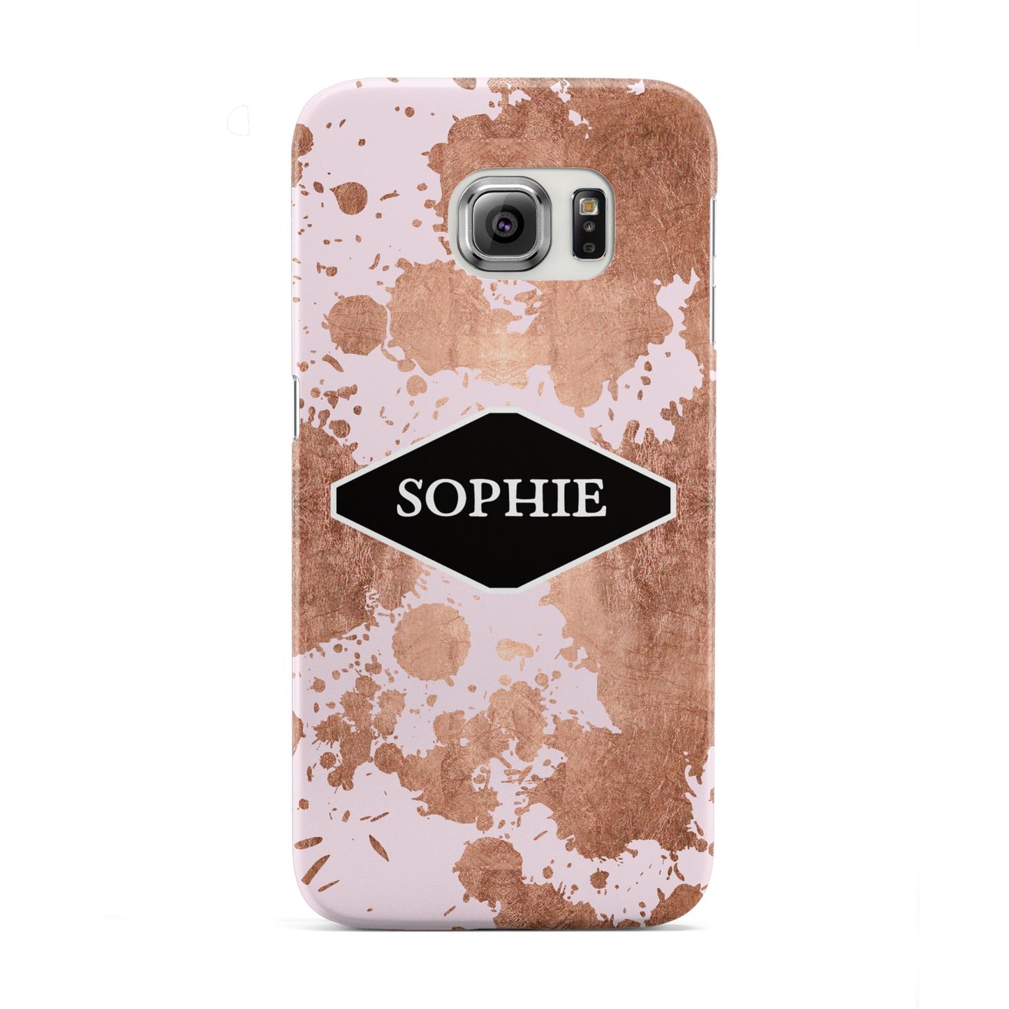 Personalised Pink Copper Splatter Name Samsung Galaxy S6 Edge Case