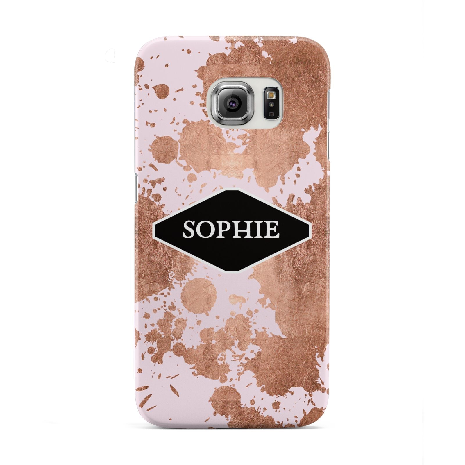 Personalised Pink Copper Splatter Name Samsung Galaxy S6 Edge Case