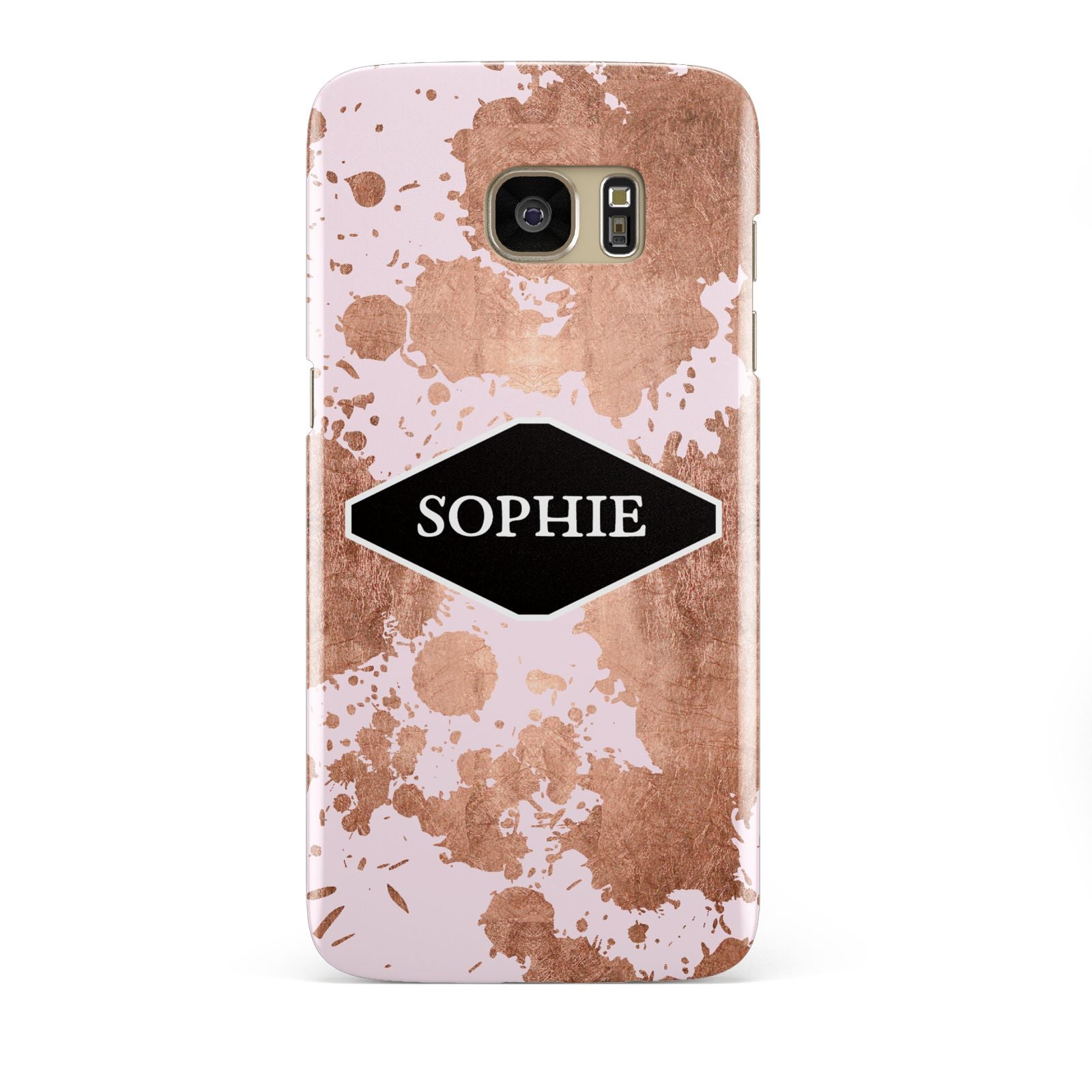 Personalised Pink Copper Splatter Name Samsung Galaxy S7 Edge Case