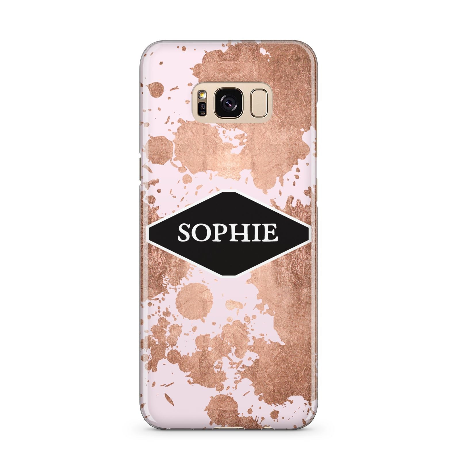 Personalised Pink Copper Splatter Name Samsung Galaxy S8 Plus Case