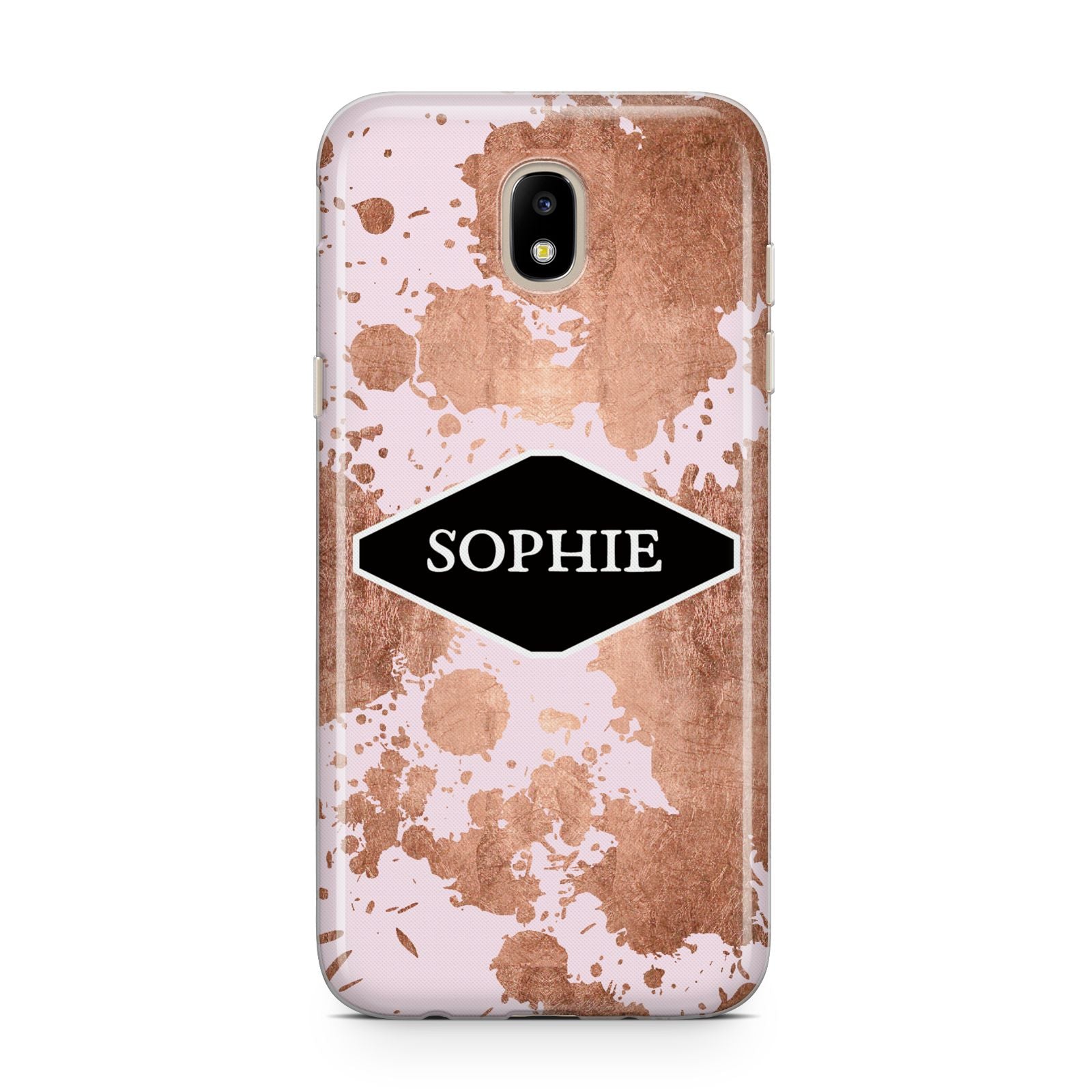 Personalised Pink Copper Splatter Name Samsung J5 2017 Case