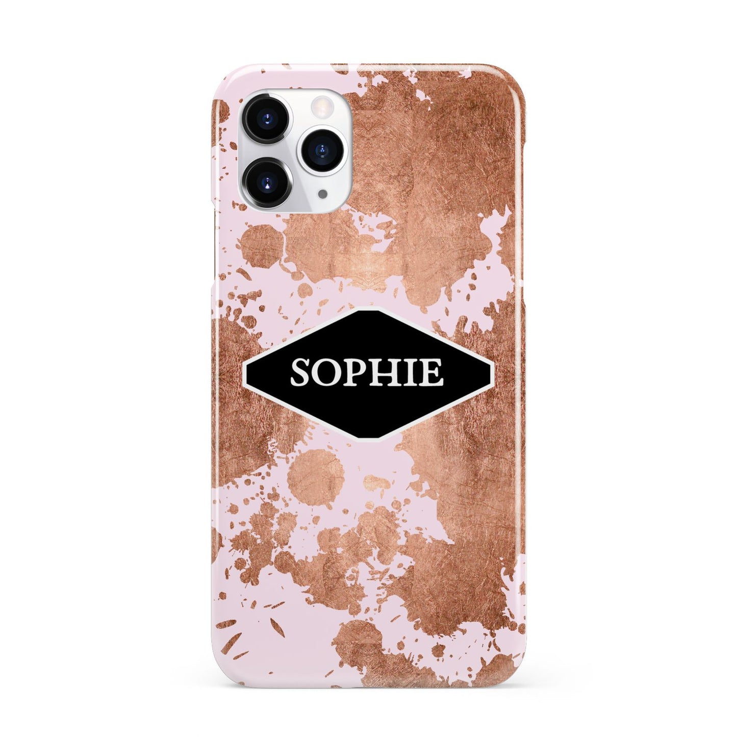 Personalised Pink Copper Splatter Name iPhone 11 Pro 3D Snap Case