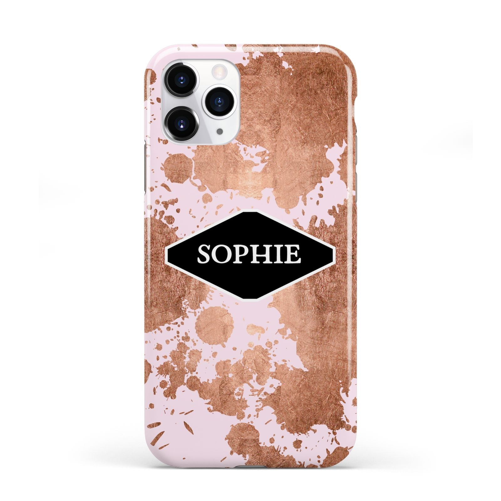 Personalised Pink Copper Splatter Name iPhone 11 Pro 3D Tough Case