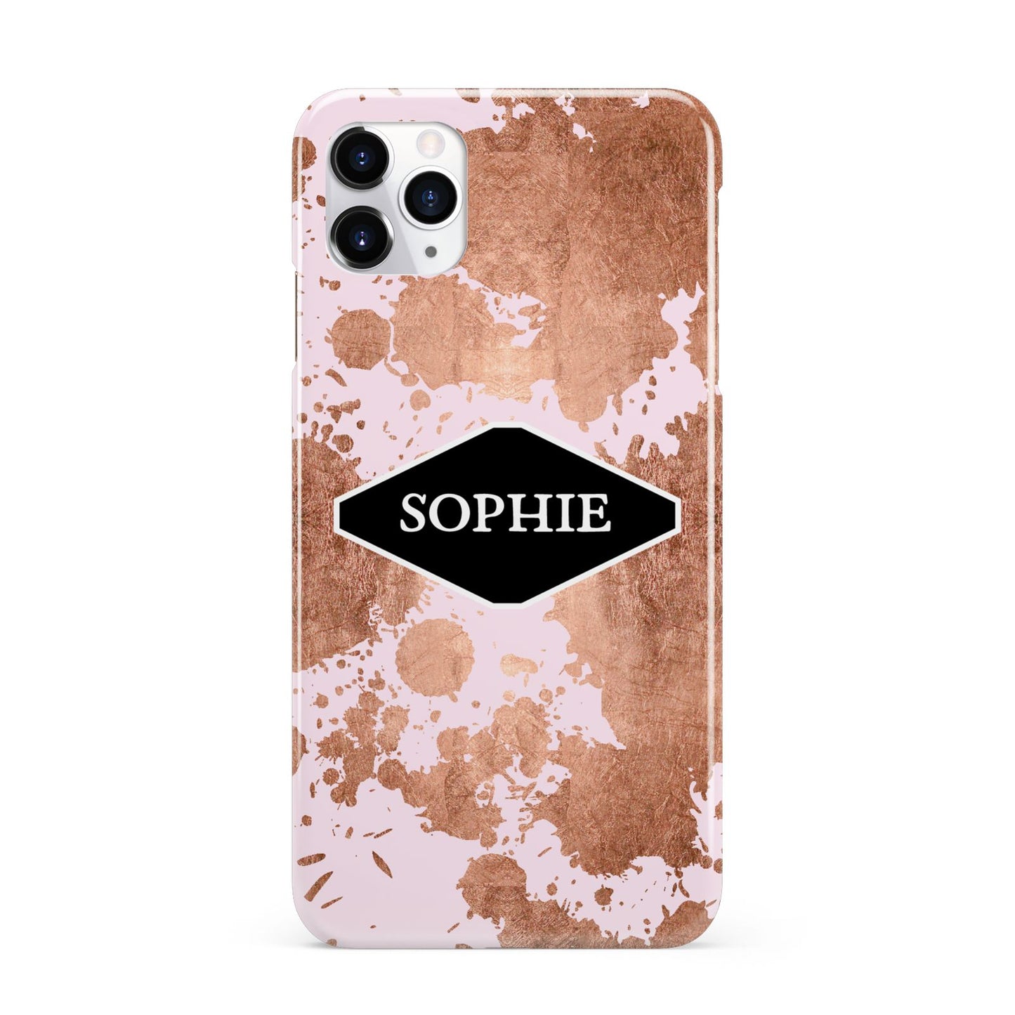 Personalised Pink Copper Splatter Name iPhone 11 Pro Max 3D Snap Case